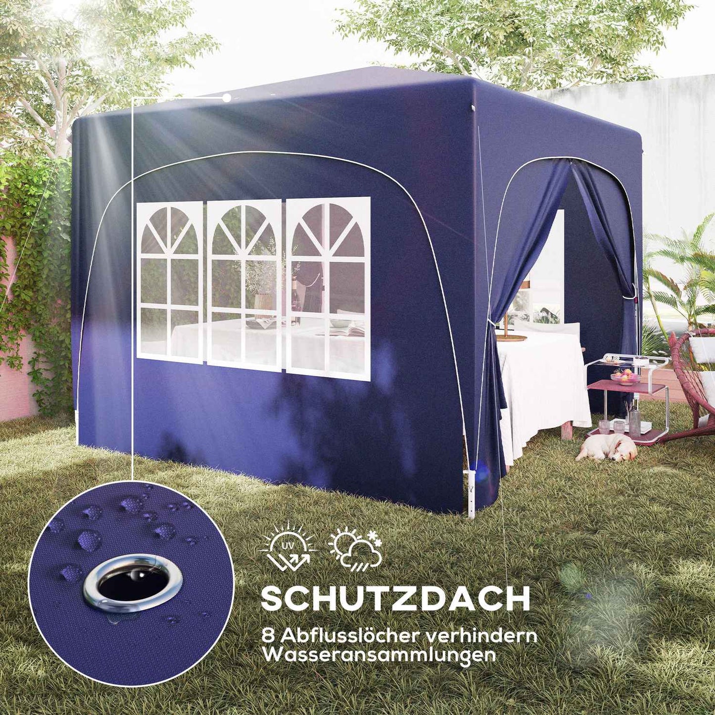 3x3m weatherproof Pop-Up Gazebo, UV50+, Dark blue