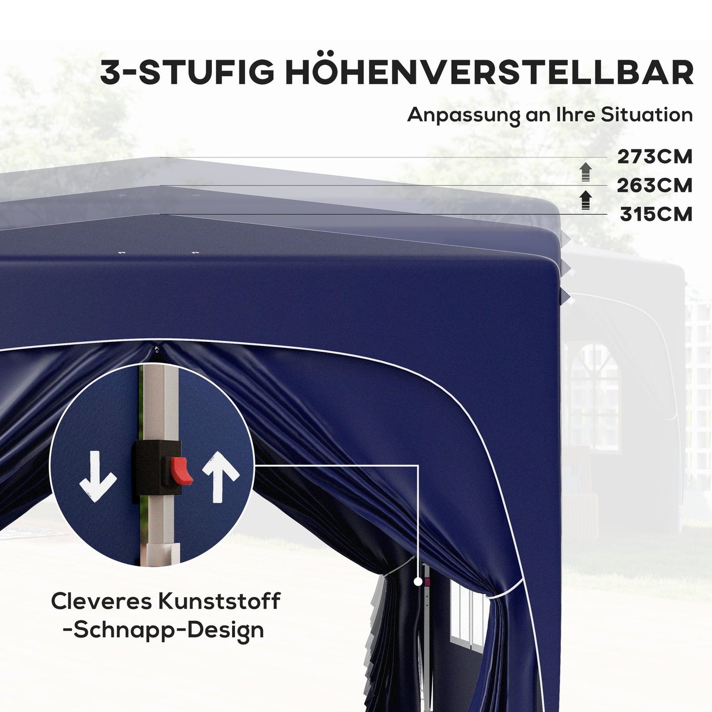 3x3m weatherproof Pop-Up Gazebo, UV50+, Dark blue