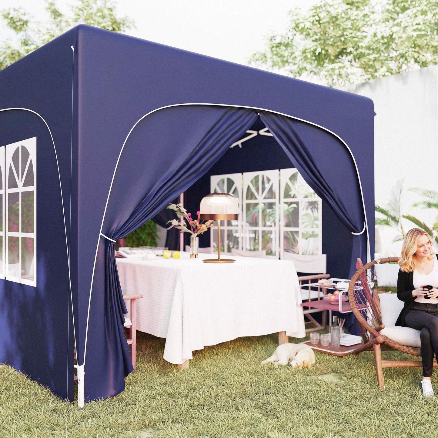 3x3m weatherproof Pop-Up Gazebo, UV50+, Dark blue