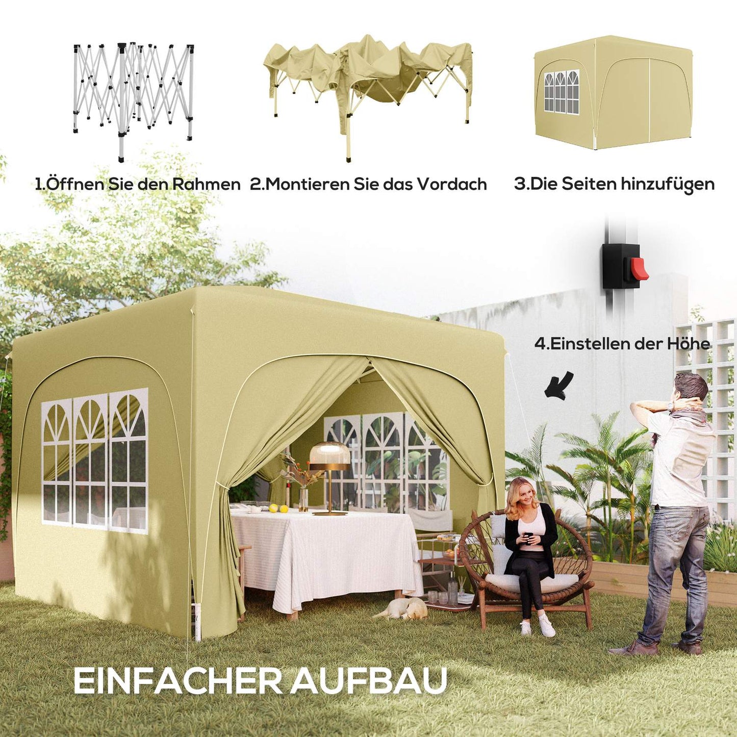 Water-repellent Pop-Up Gazebo 3x3m with UV protection
