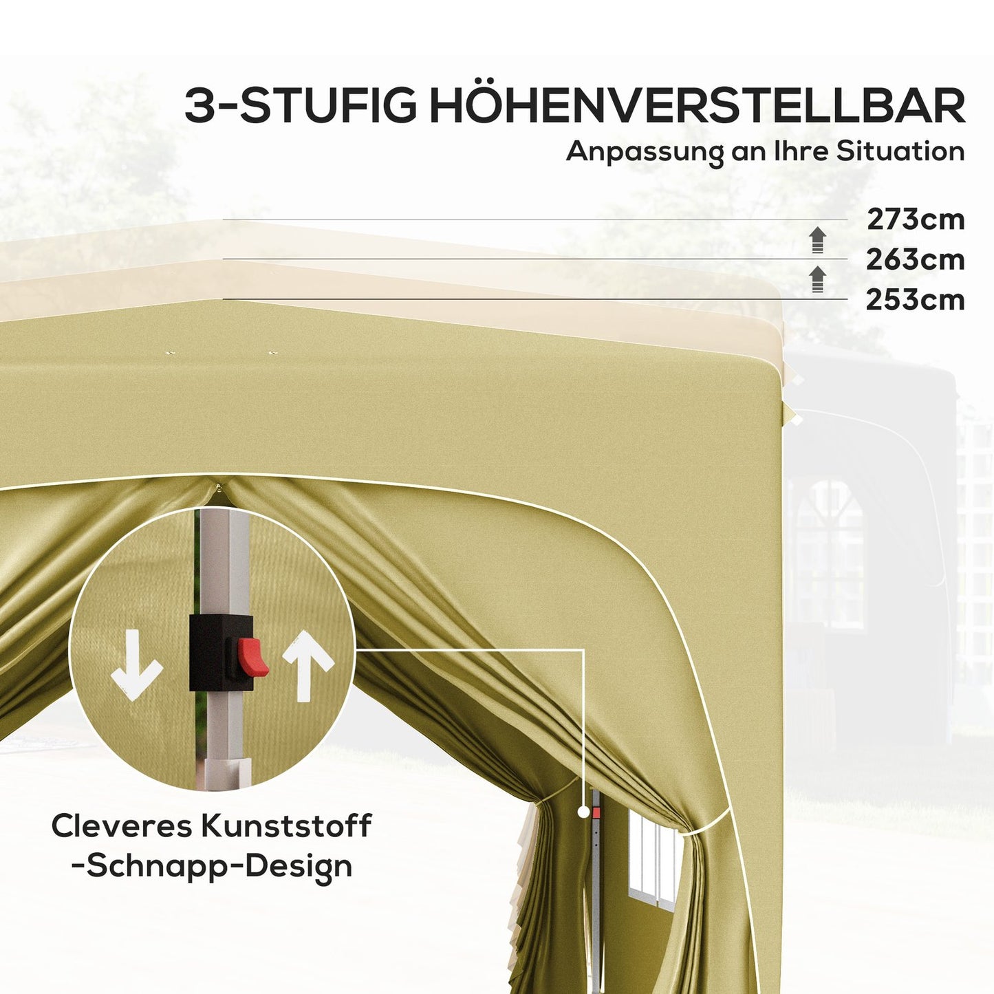 Water-repellent Pop-Up Gazebo 3x3m with UV protection