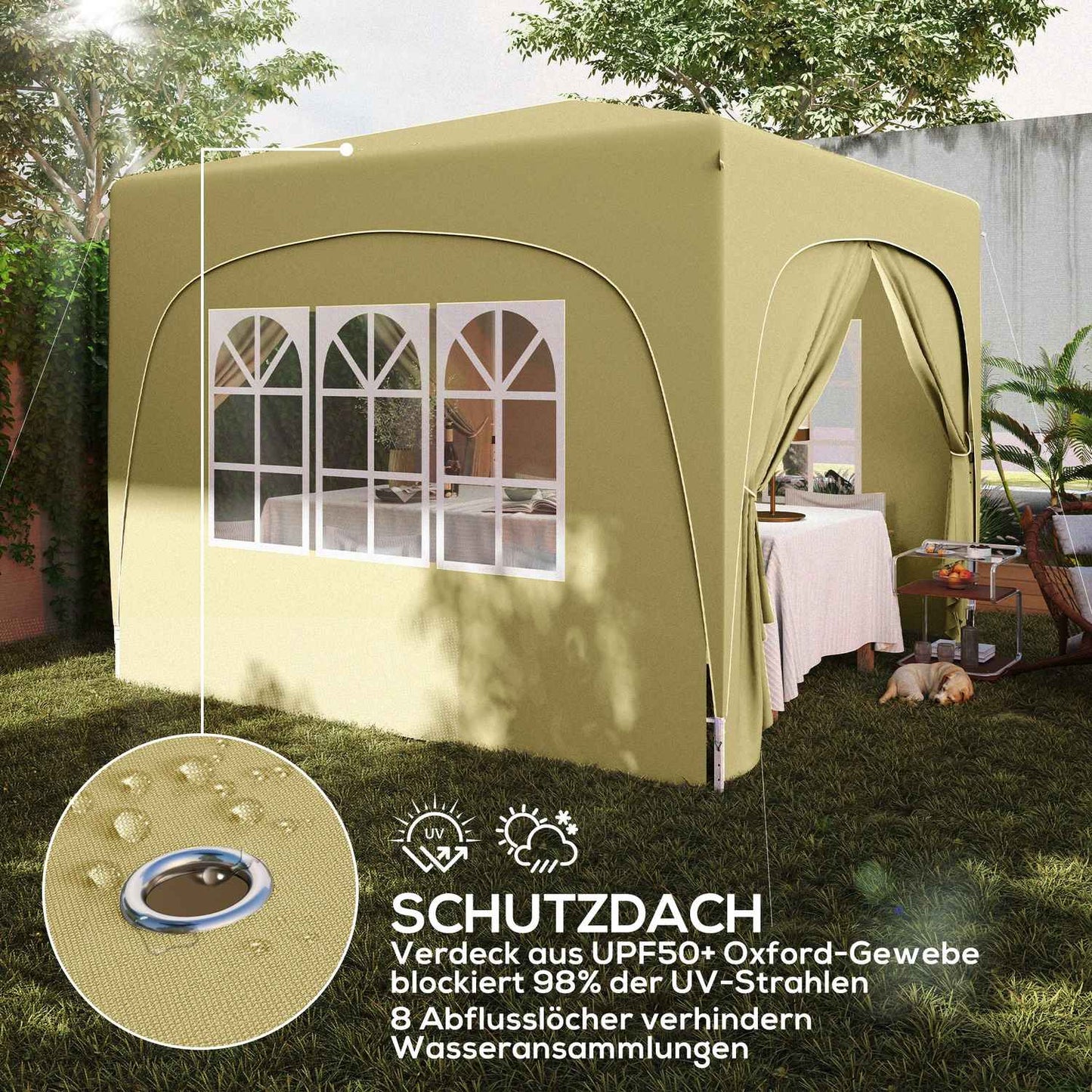 Water-repellent Pop-Up Gazebo 3x3m with UV protection