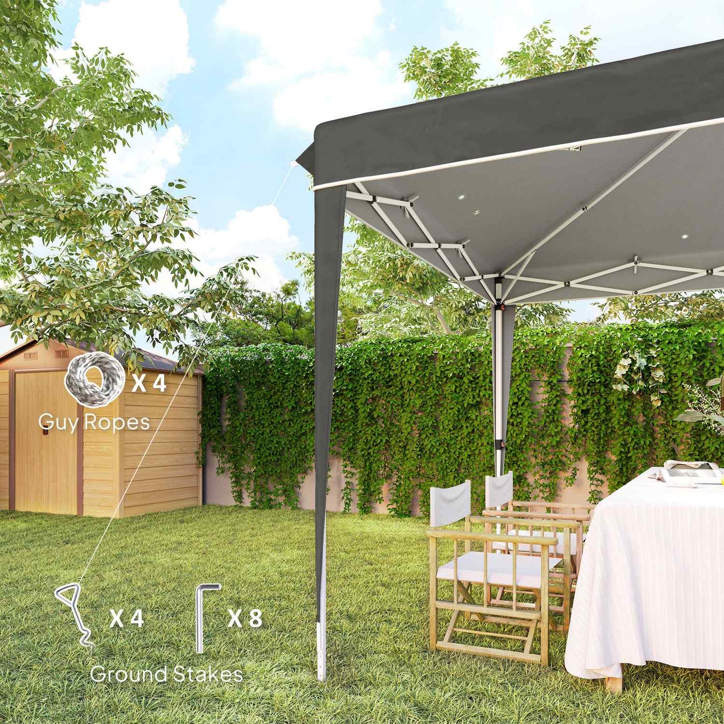 3x3m Dark Gray Water Repellent Pop-Up Gazebo, UV 50+