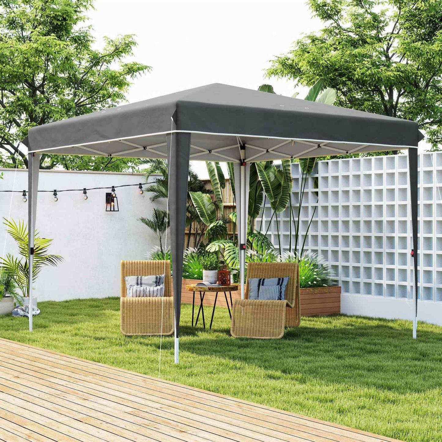 3x3m Dark Gray Water Repellent Pop-Up Gazebo, UV 50+