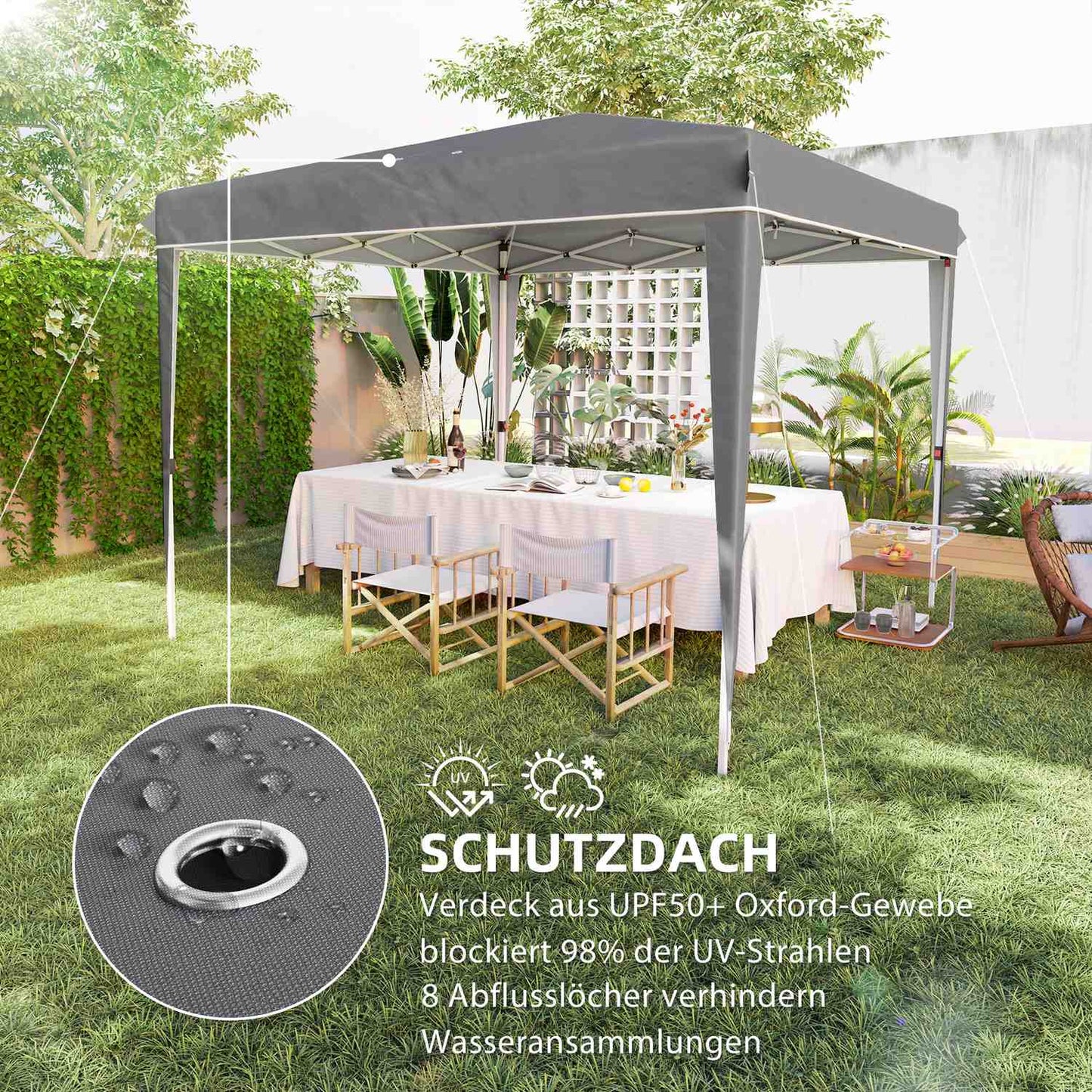 Pop-Up 3x3m Gazebo, water-repellent, UV50+ protection