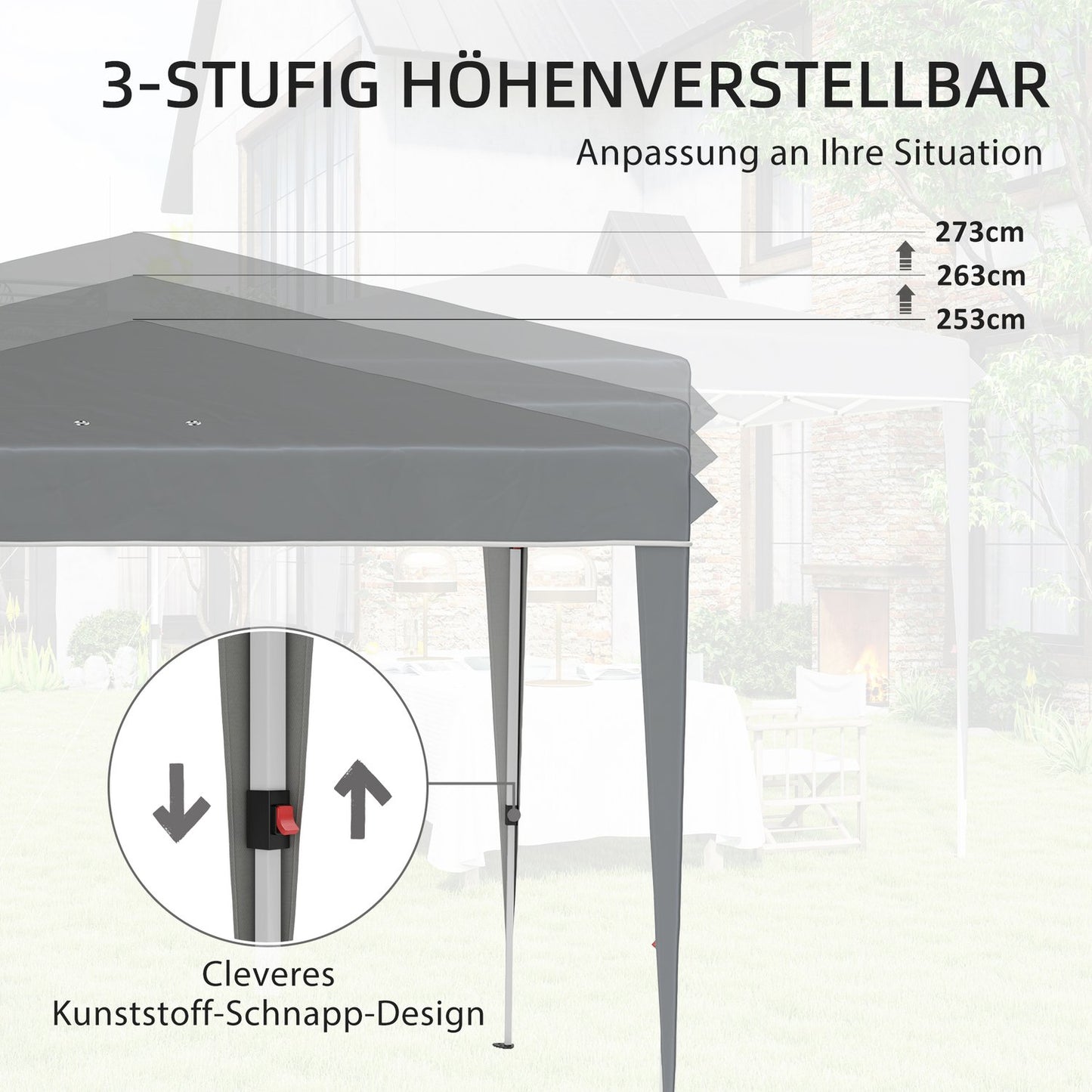 Pop-Up 3x3m Gazebo, water-repellent, UV50+ protection