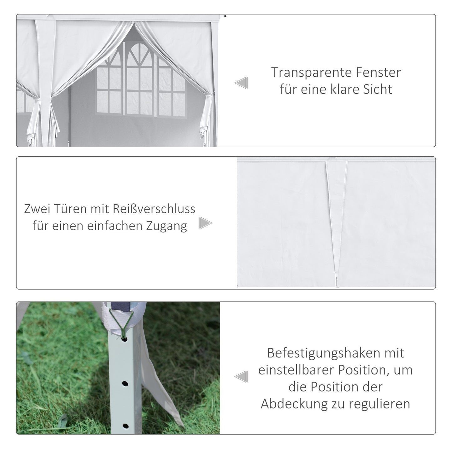 Collapsible garden pavilion with side walls and UV protection