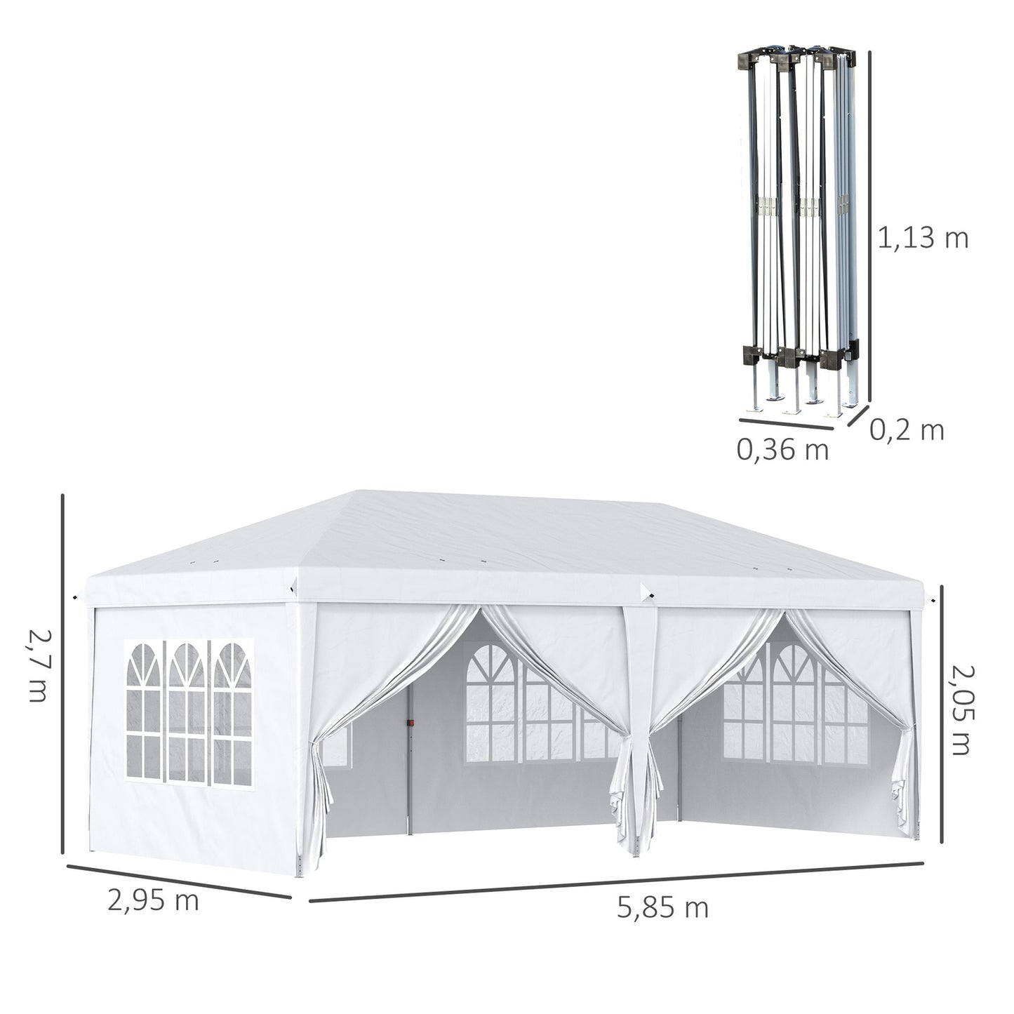 Collapsible garden pavilion with side walls and UV protection