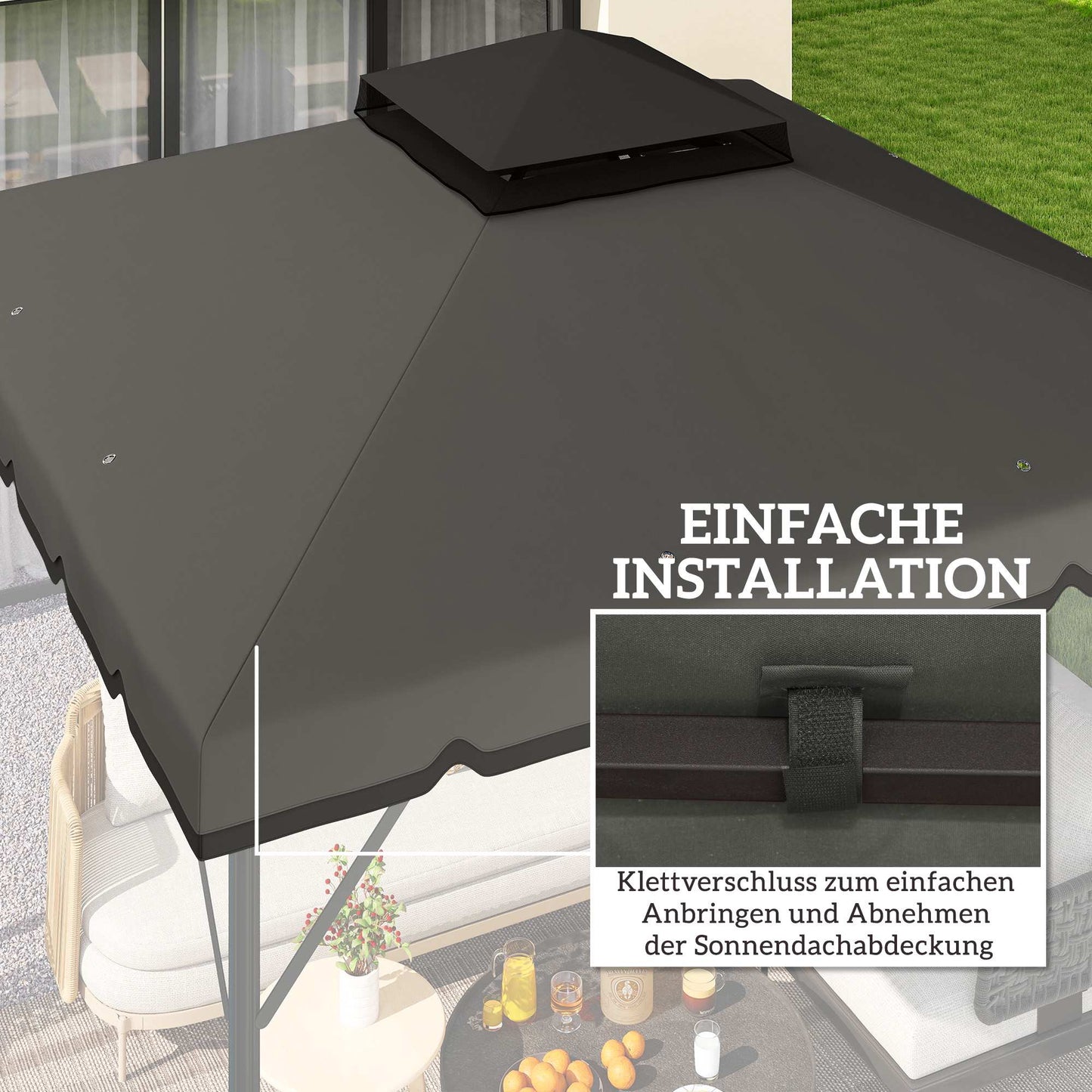 Gazebo Replacement Canopy, 3x3m, Dual-Tier, UPF 30+
