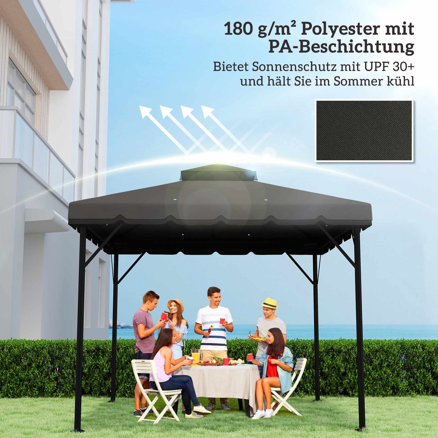 Gazebo Replacement Canopy, 3x3m, Dual-Tier, UPF 30+