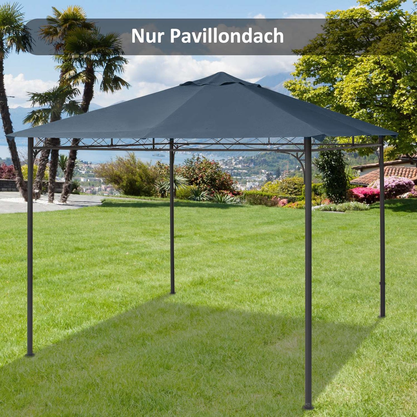 3x3M Dark Gray Polyester Gazebo Replacement Roof Cover