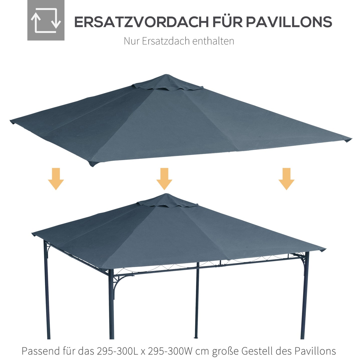 3x3M Dark Gray Polyester Gazebo Replacement Roof Cover