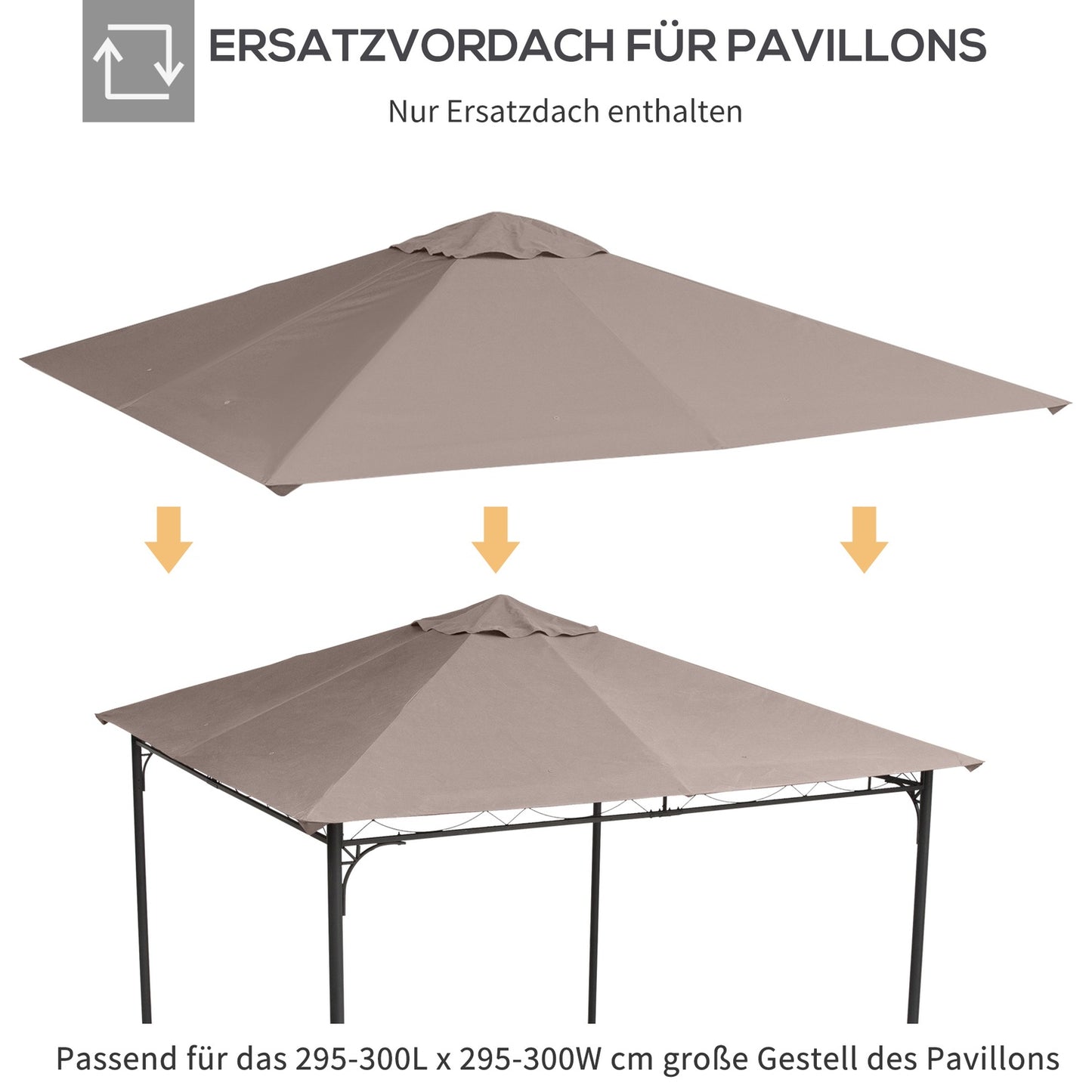 Gazebo roof cover, sun protection, beige polyester, 3x3 M