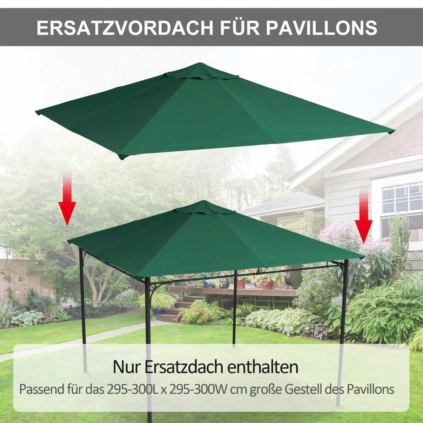 Green polyester gazebo roof replacement, 2.98 x 2.95 M