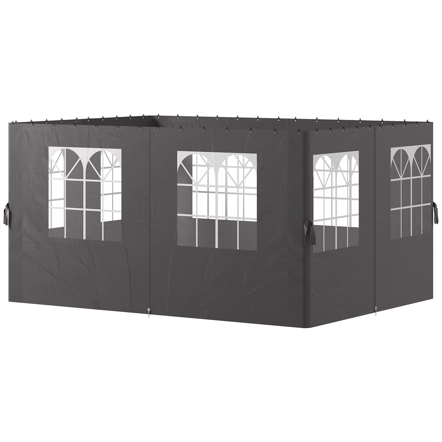 Gazebo Side Panels, 4 Dark Grey Polyester Walls, 3x4m