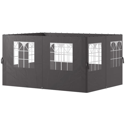 Gazebo Side Panels, 4 Dark Grey Polyester Walls, 3x4m