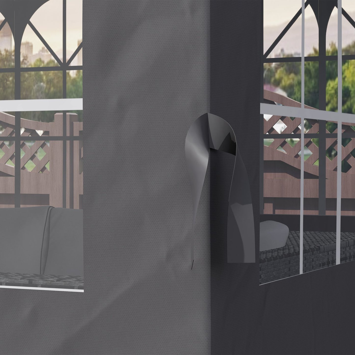 Gazebo Side Panels, 4 Dark Grey Polyester Walls, 3x4m