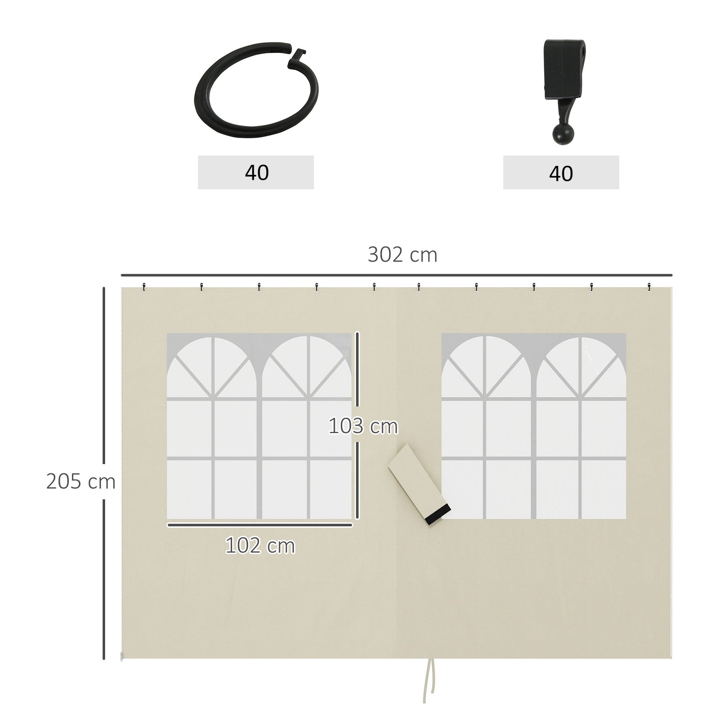 Gazebo Side Panels, 4 Pack, 3x3m, Cream, UV & Water Resistant