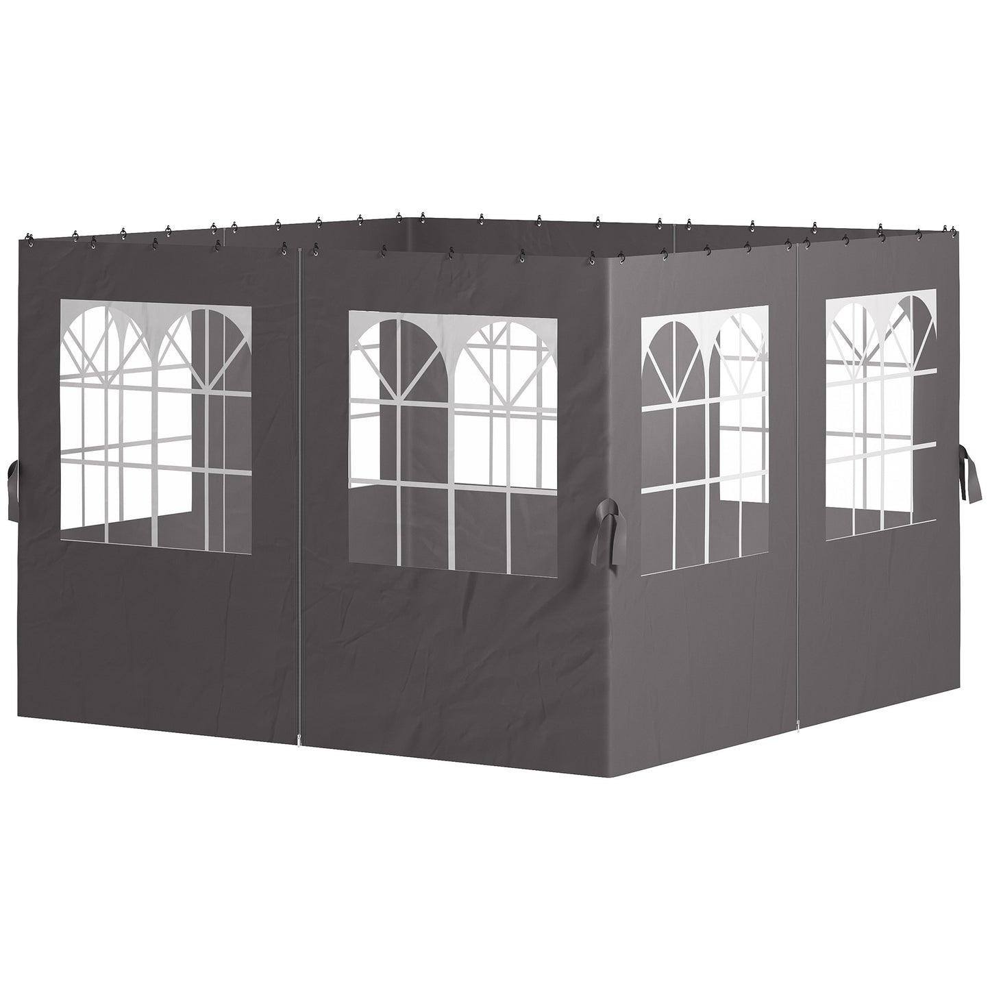Gazebo Side Panels, 4 Panels with Zippers, 3x3m, Dark Grey