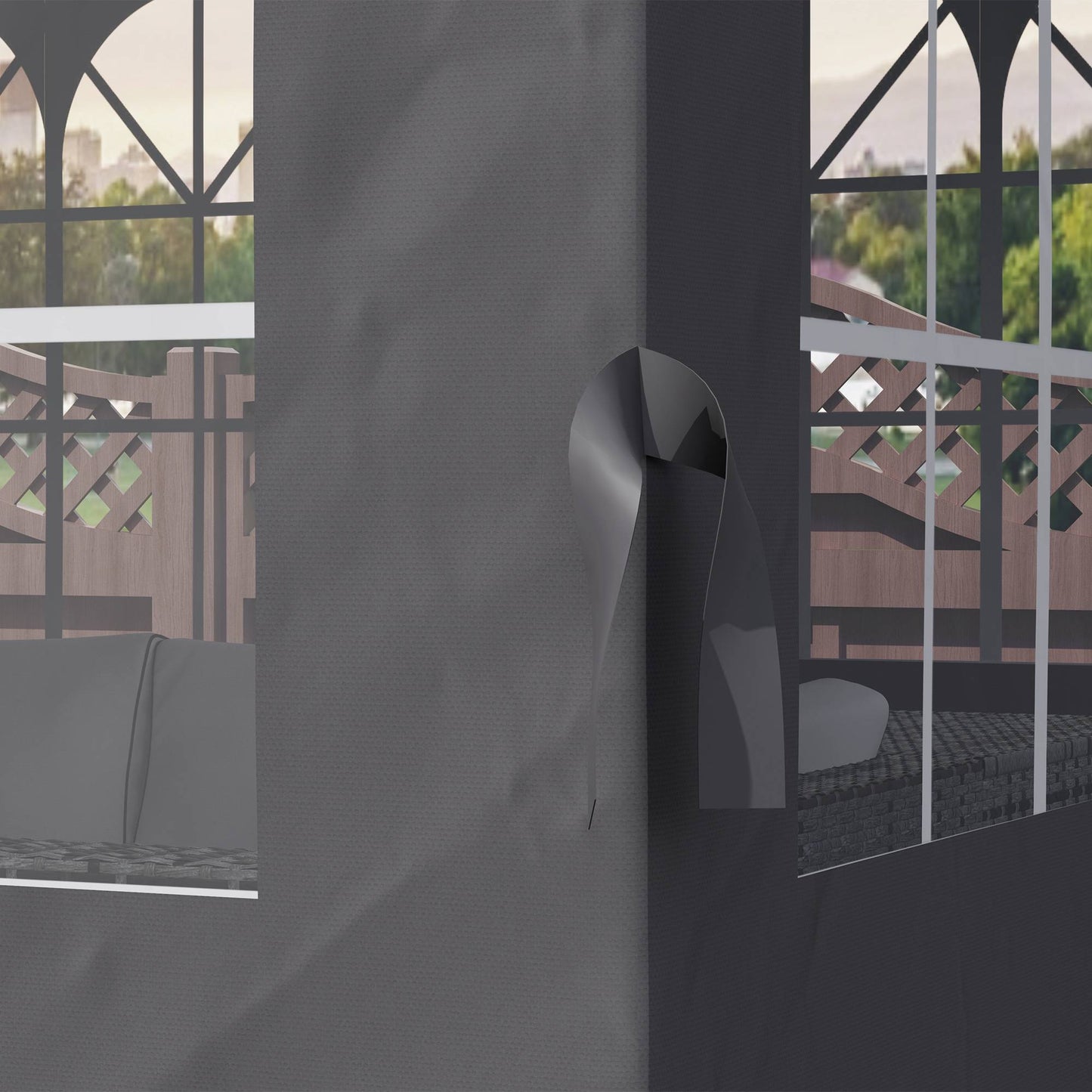 Gazebo Side Panels, 4 Panels with Zippers, 3x3m, Dark Grey