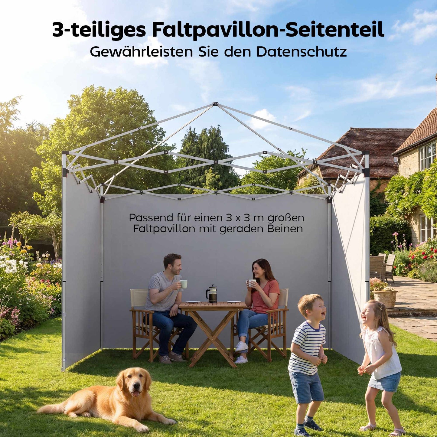 Gazebo Side Walls Set, 3x3m, UPF 50+ Oxford Fabric