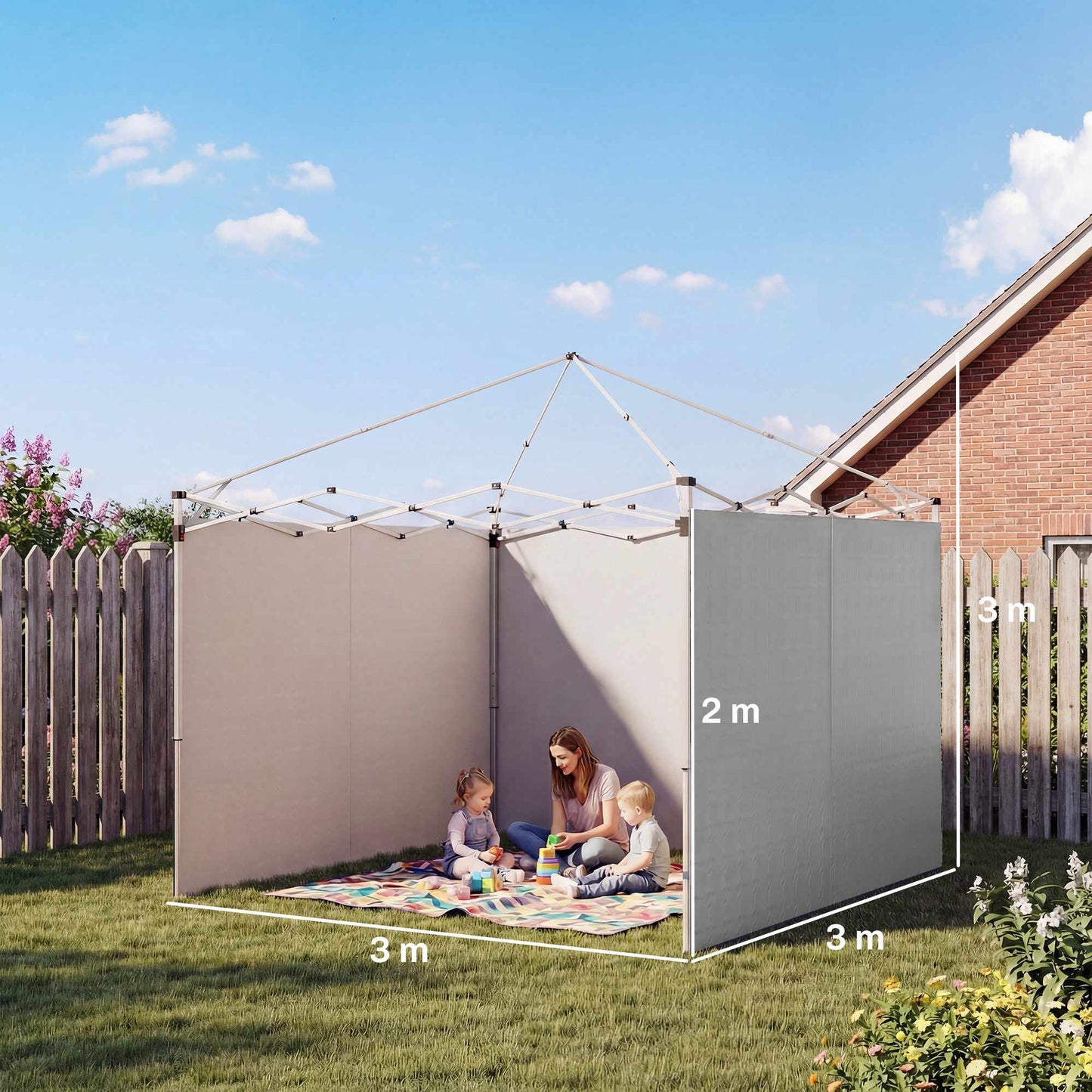 Gazebo Side Walls Set, 3x3m, UPF 50+ Oxford Fabric