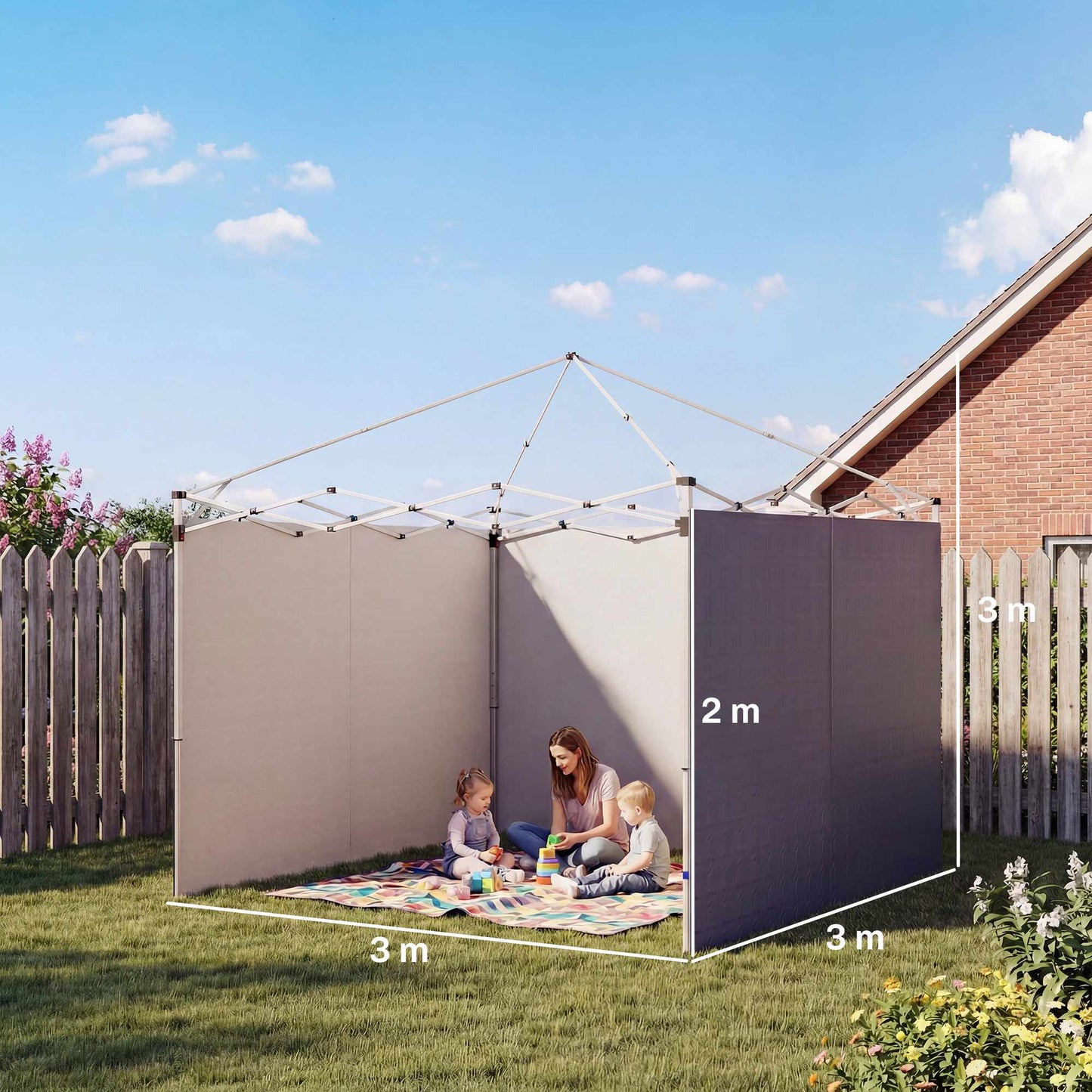 Gazebo Sidewalls Set, 3x3m, UPF 50+ Oxford Fabric
