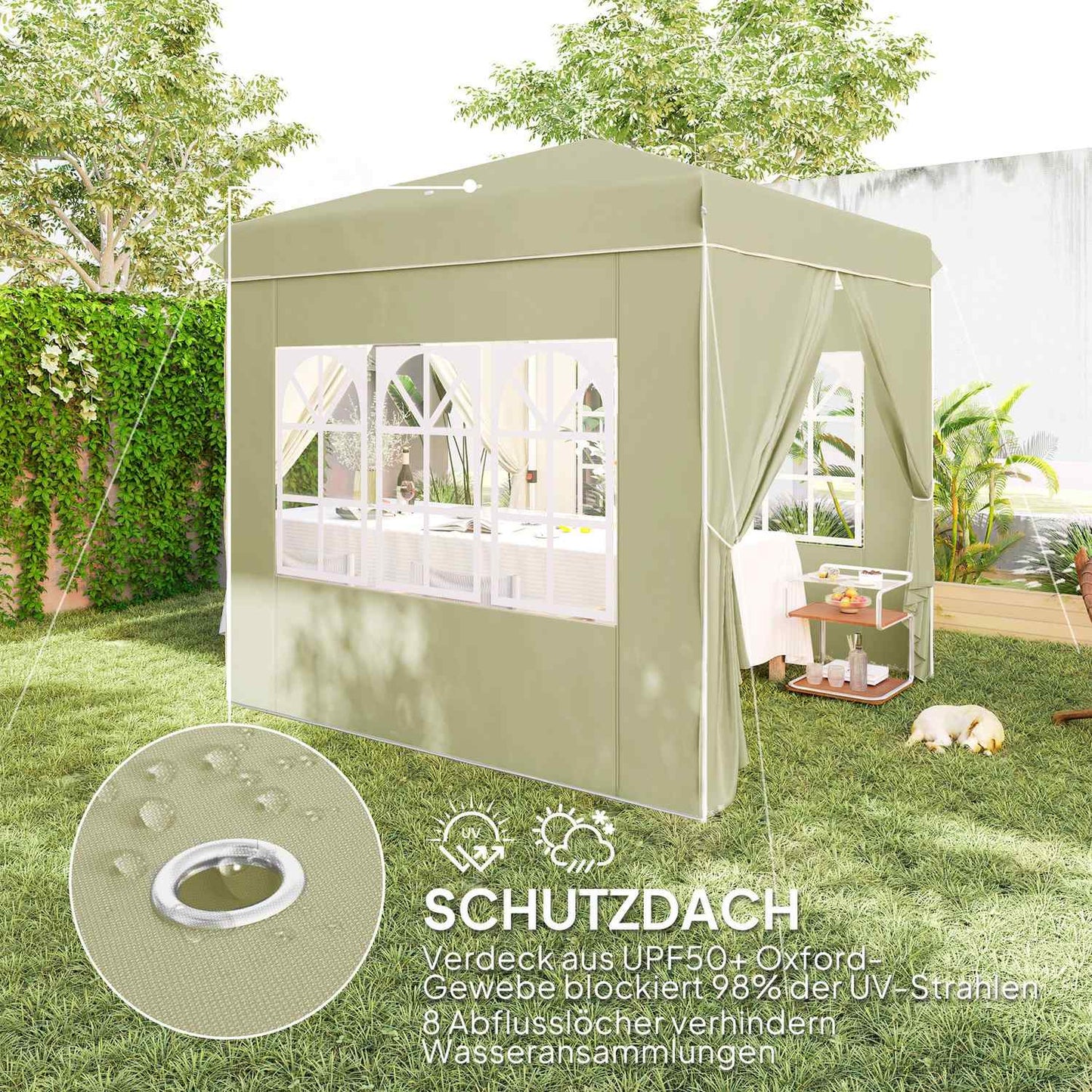 Pop-Up Gazebo 2.5x2.5m UV 50+ water repellent cream