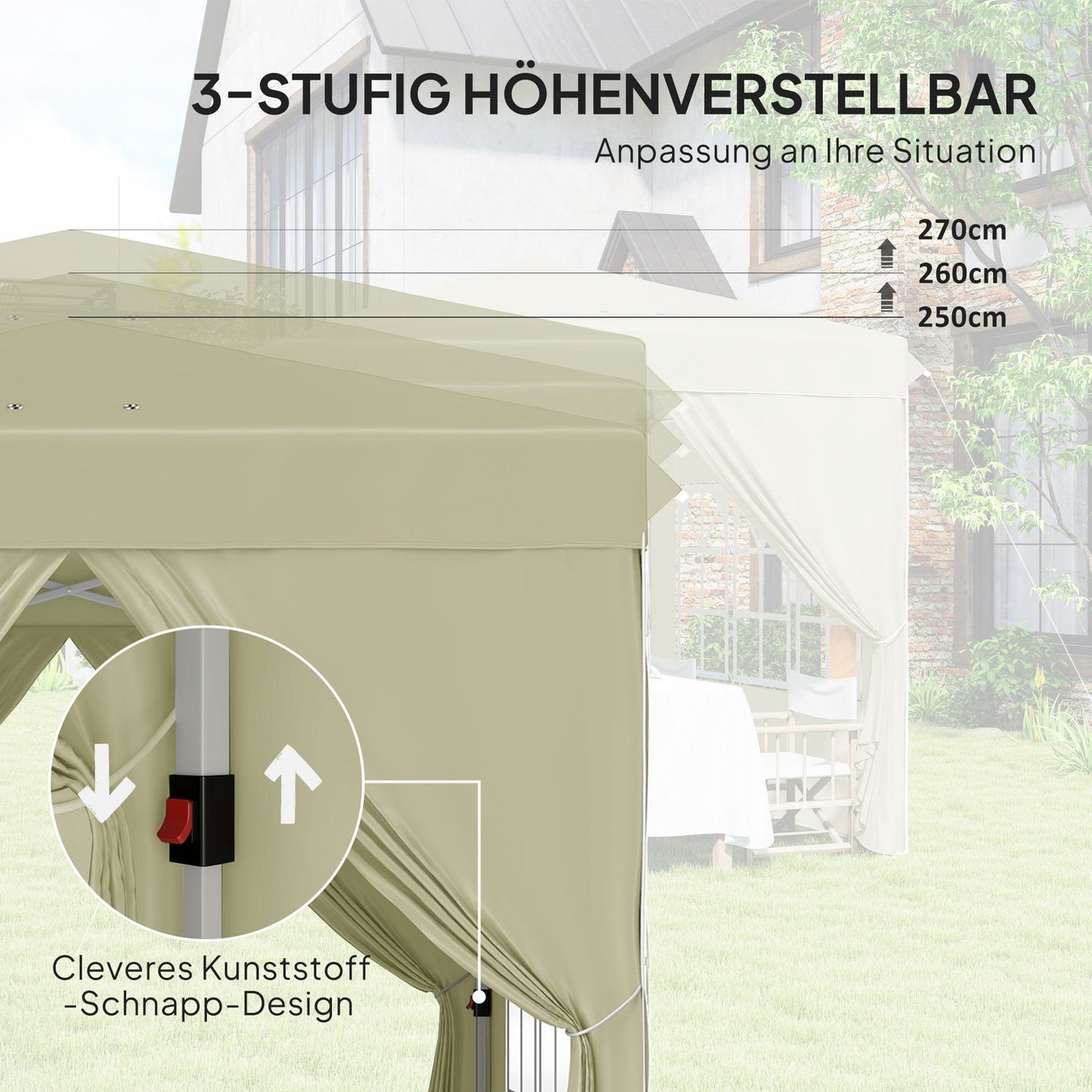 Pop-Up Gazebo 2.5x2.5m UV 50+ water repellent cream