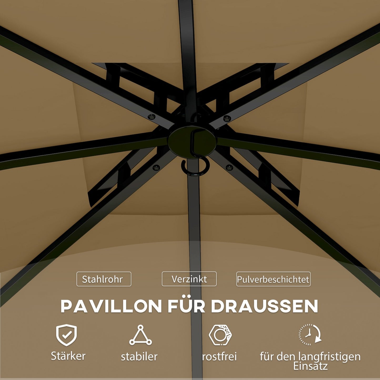 Water-repellent garden pavilion 3.4x3.4 m with UV protection