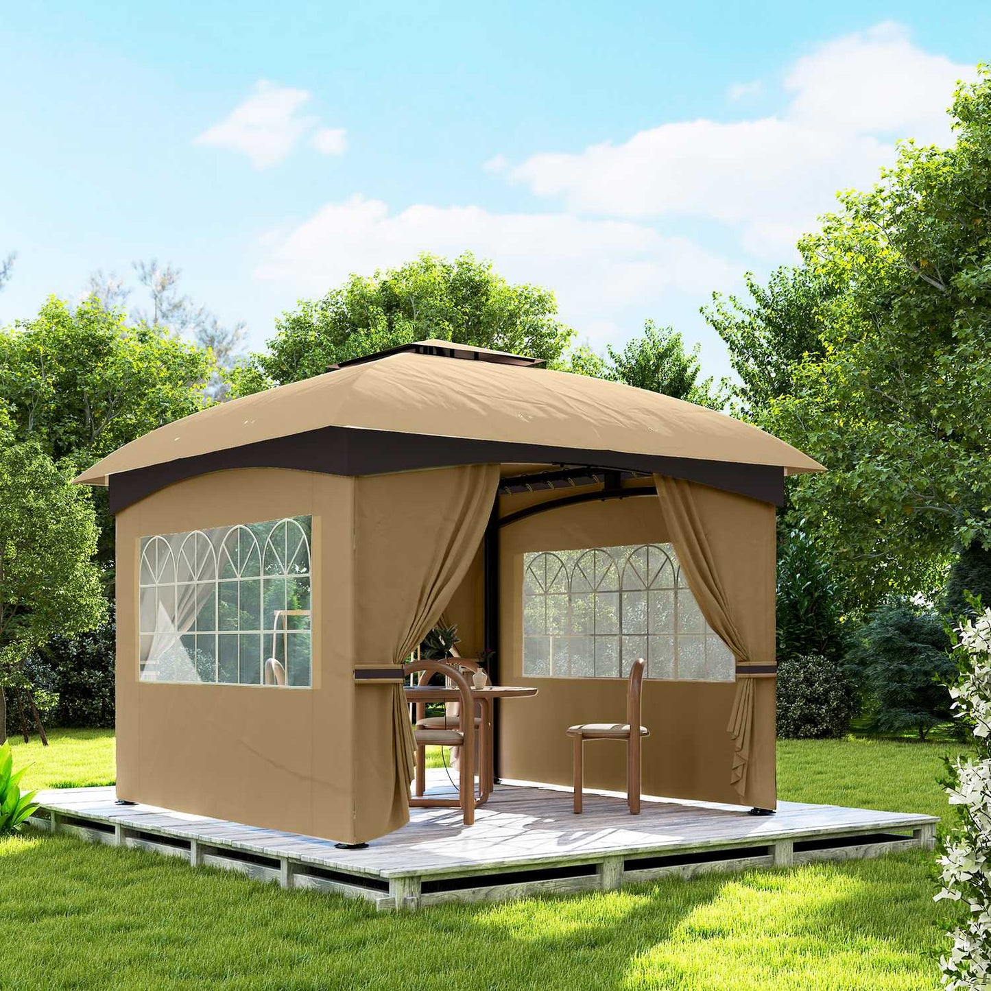 Water-repellent garden pavilion 3.4x3.4 m with UV protection