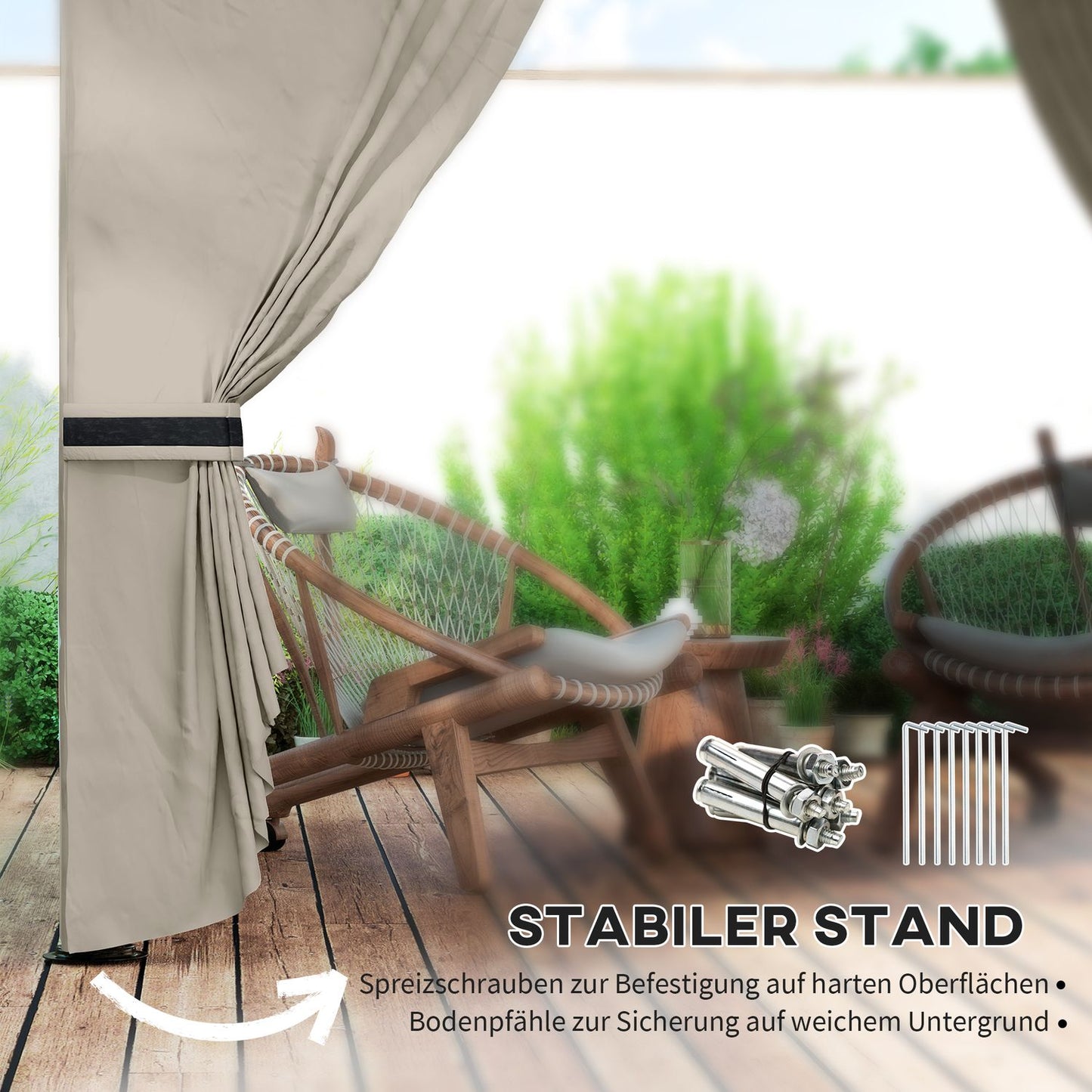 Water-repellent garden gazebo, 3.4m, UV protection, light grey