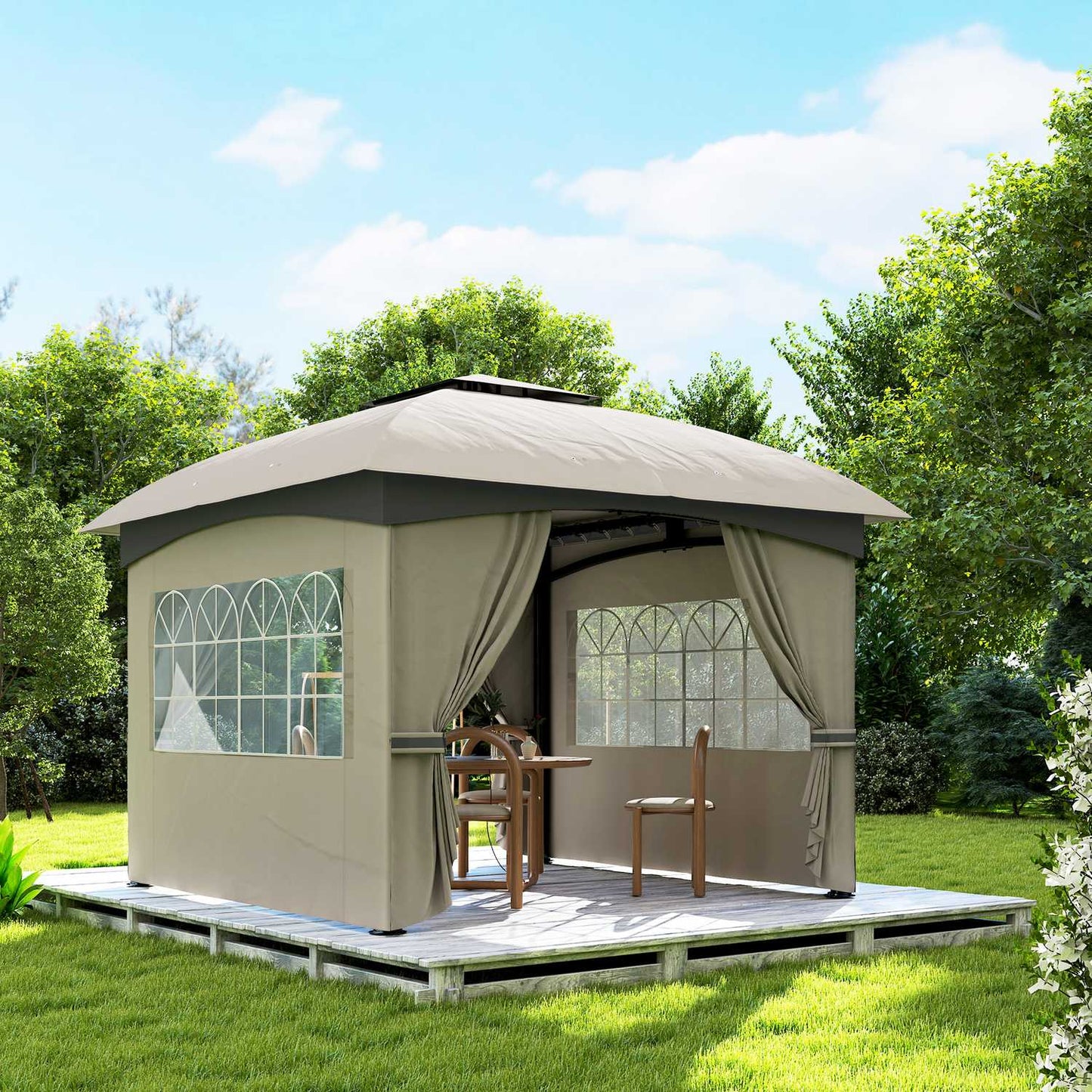 Water-repellent garden gazebo, 3.4m, UV protection, light grey