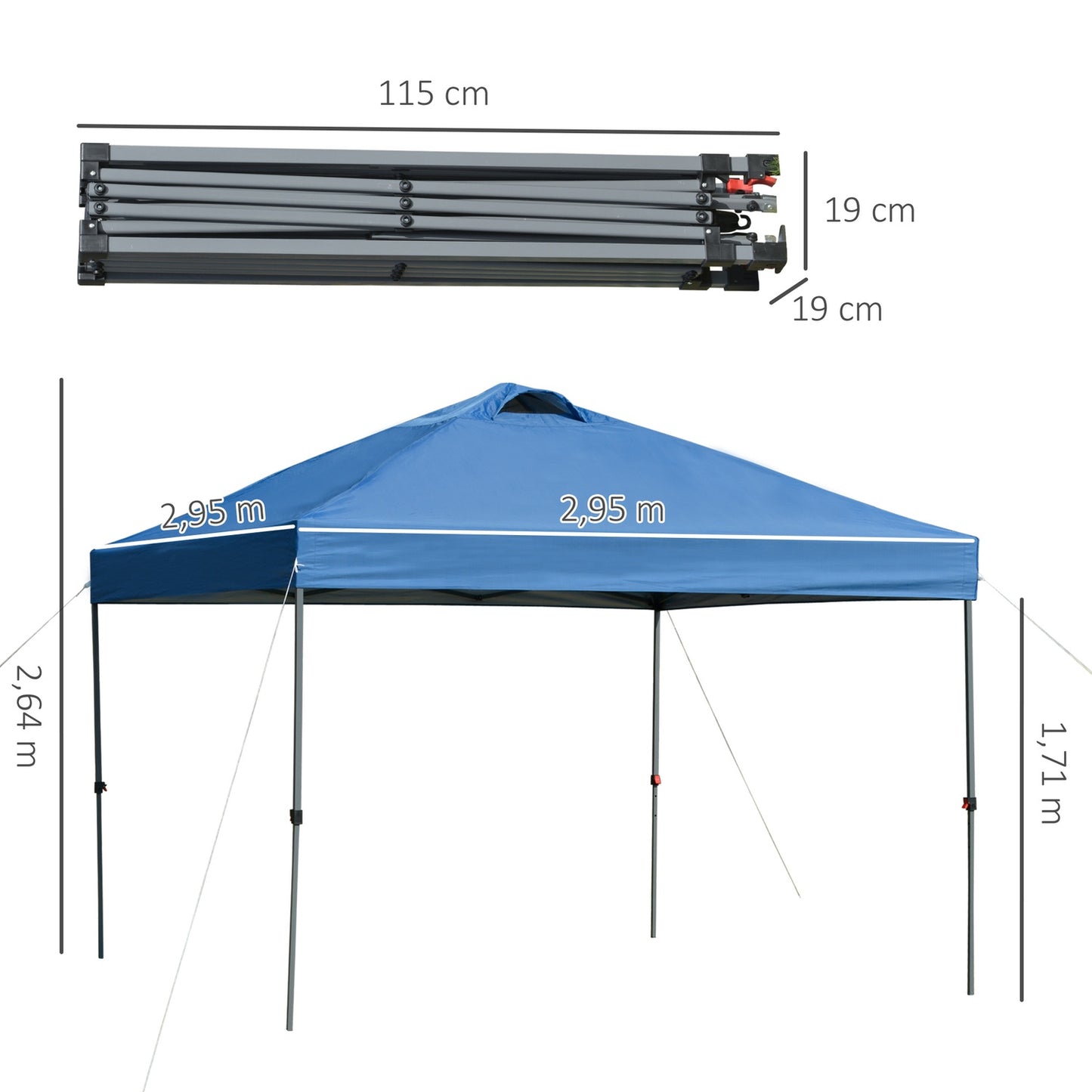 Pop-up folding gazebo 3x3m, Waterproof, Winterproof, Blue