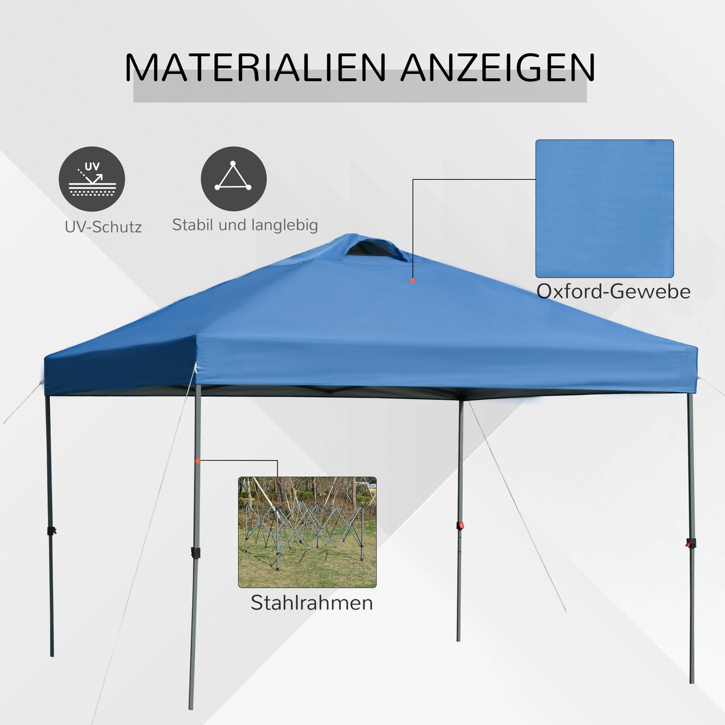 Pop-up folding gazebo 3x3m, Waterproof, Winterproof, Blue