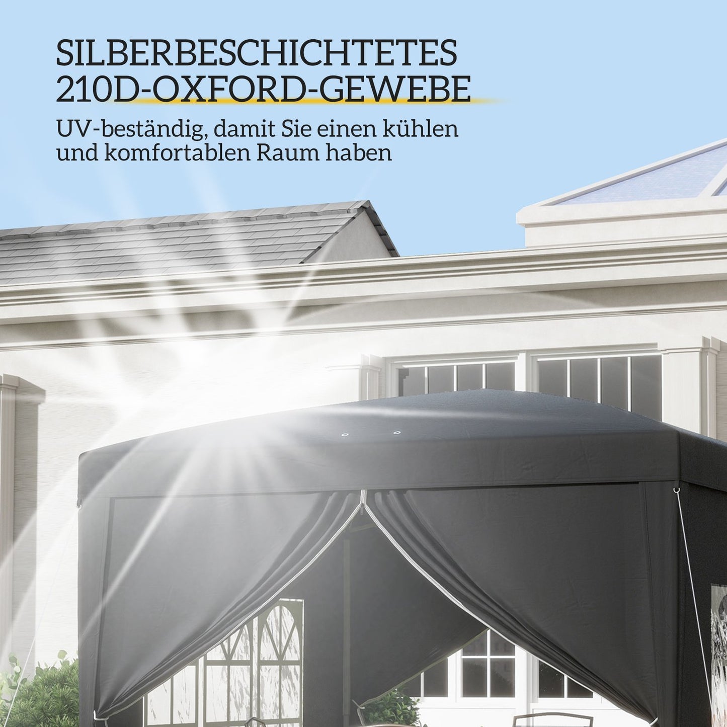 Pop-Up Gazebo 3x3m, Water-repellent, UV 50+, Black