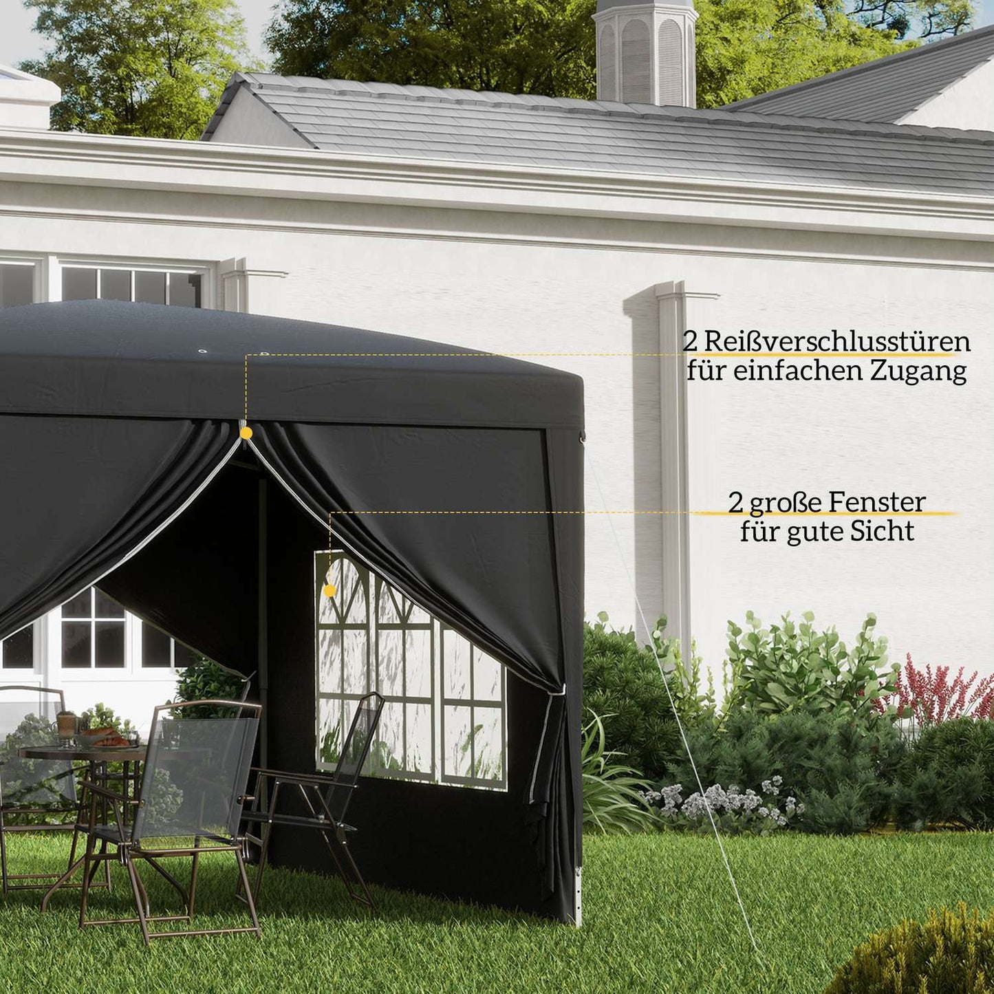 Pop-Up Gazebo 3x3m, Water-repellent, UV 50+, Black