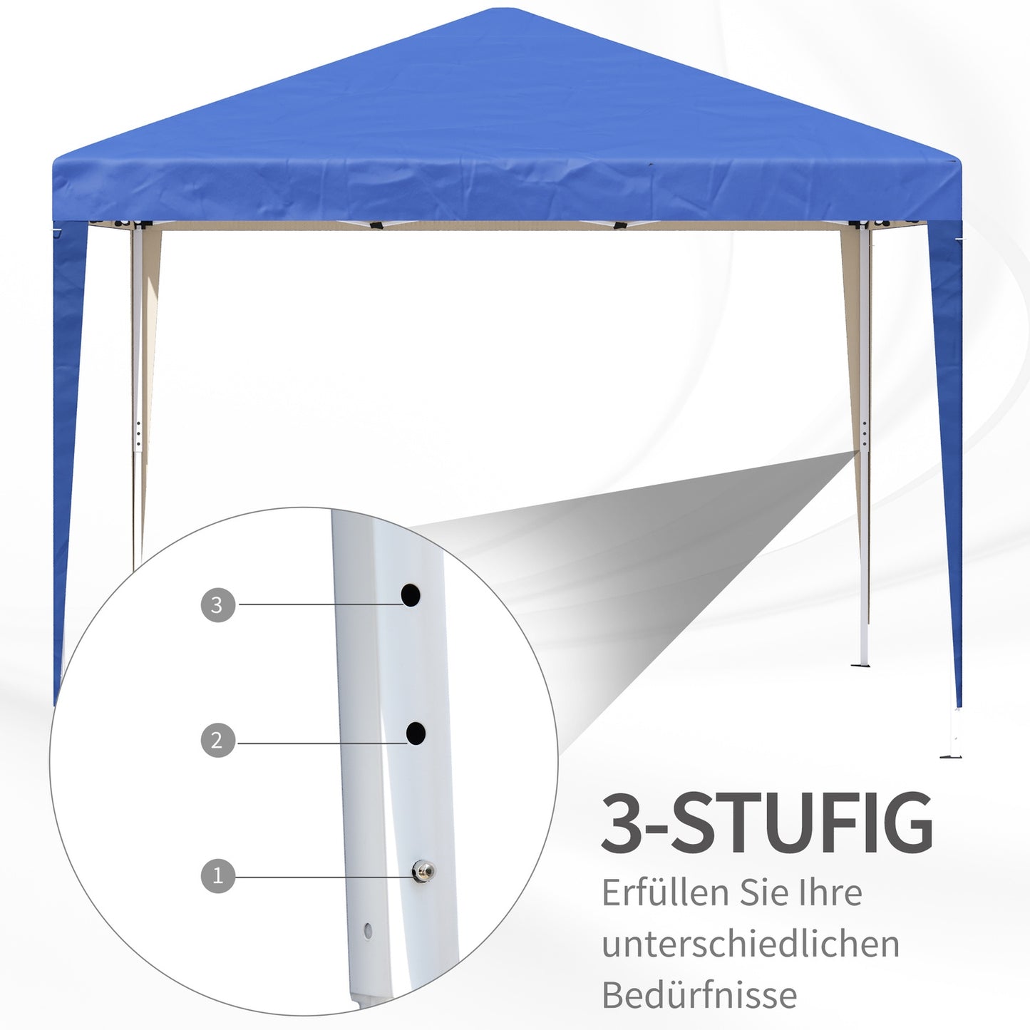 Blue Pop-Up Gazebo, 3x3m, water repellent & UV protection