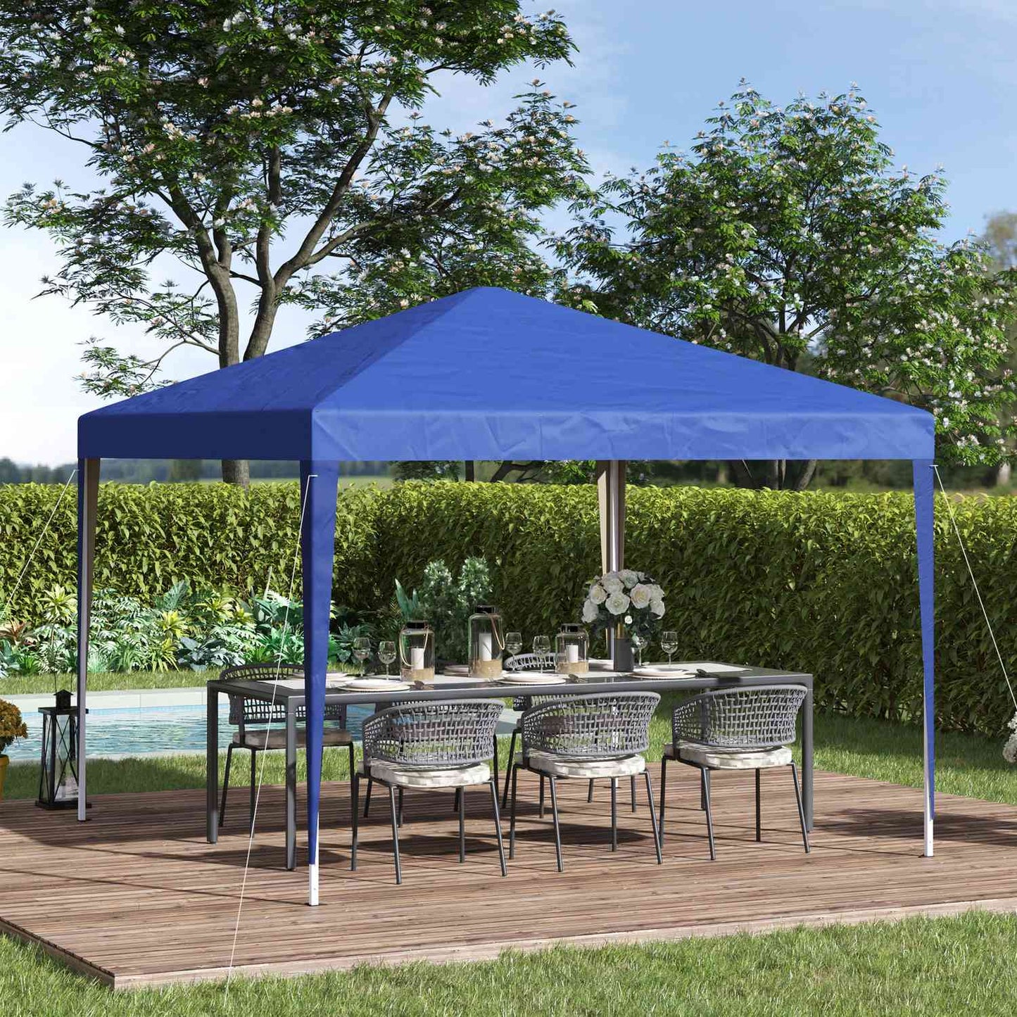 Blue Pop-Up Gazebo, 3x3m, water repellent & UV protection
