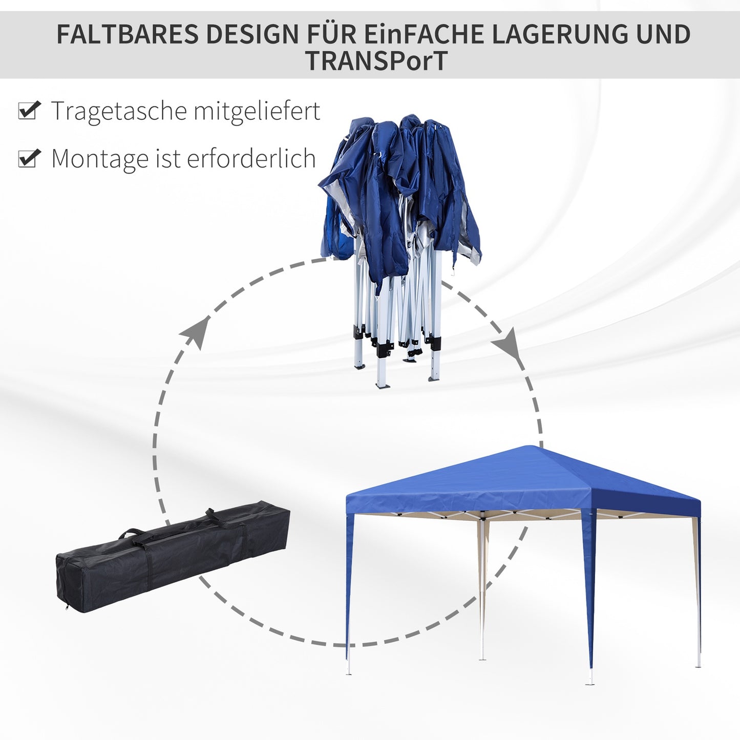 Blue Pop-Up Gazebo, 3x3m, water repellent & UV protection