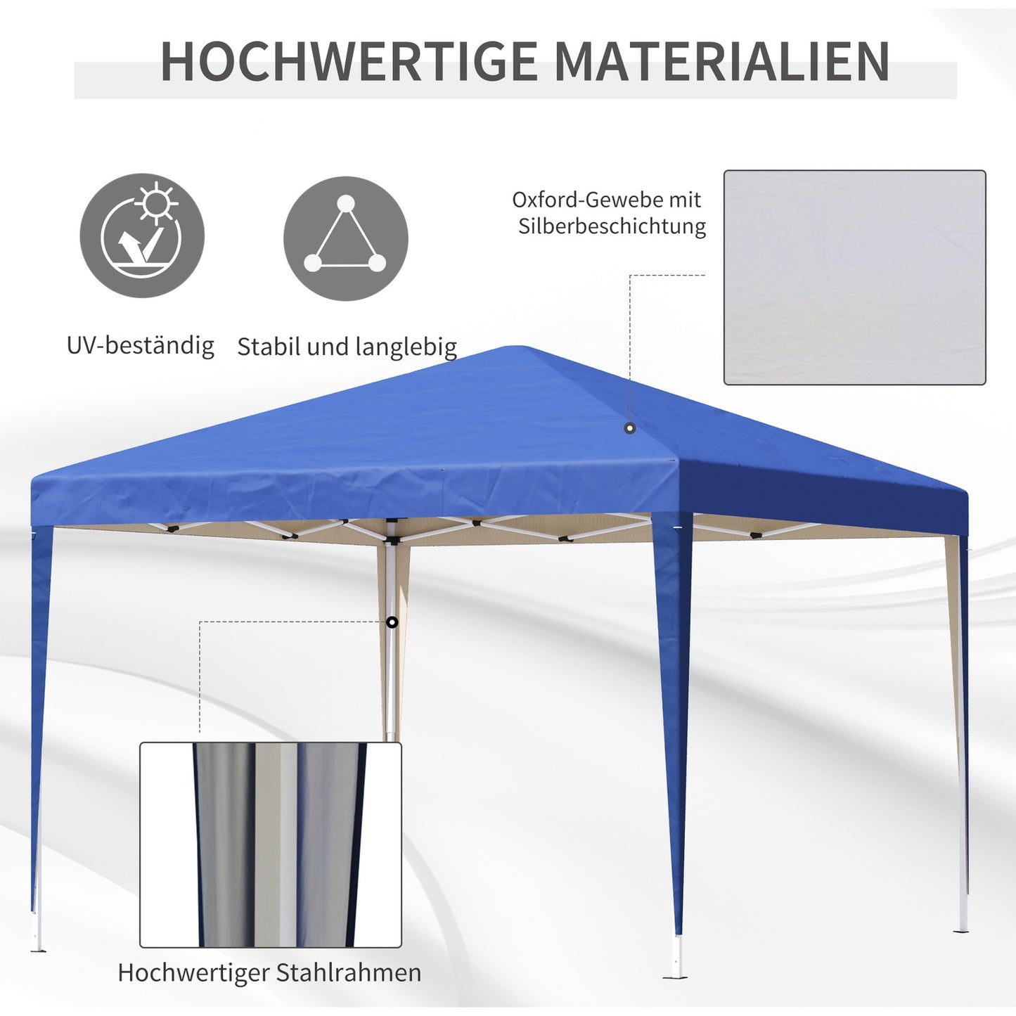 Blue Pop-Up Gazebo, 3x3m, water repellent & UV protection