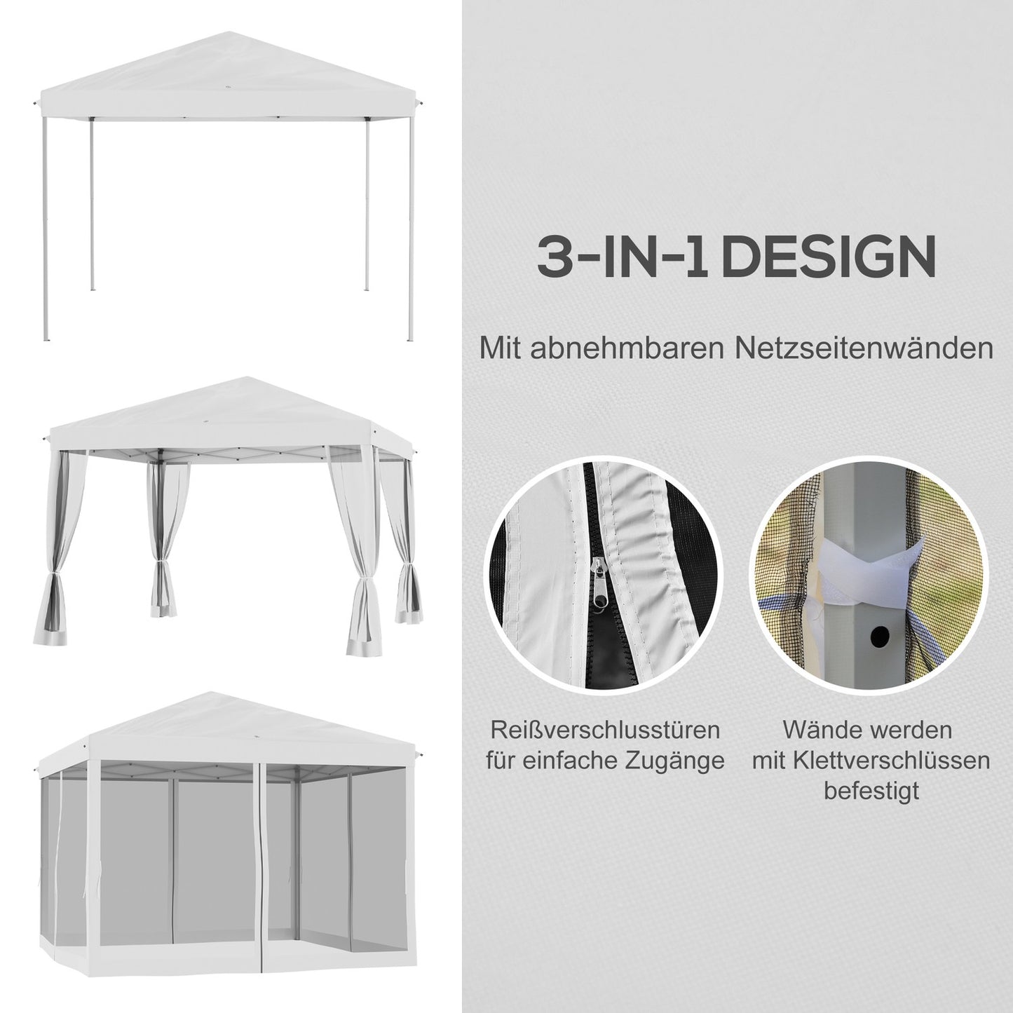 Water-repellent 3x3m Pop-Up Gazebo with UV protection