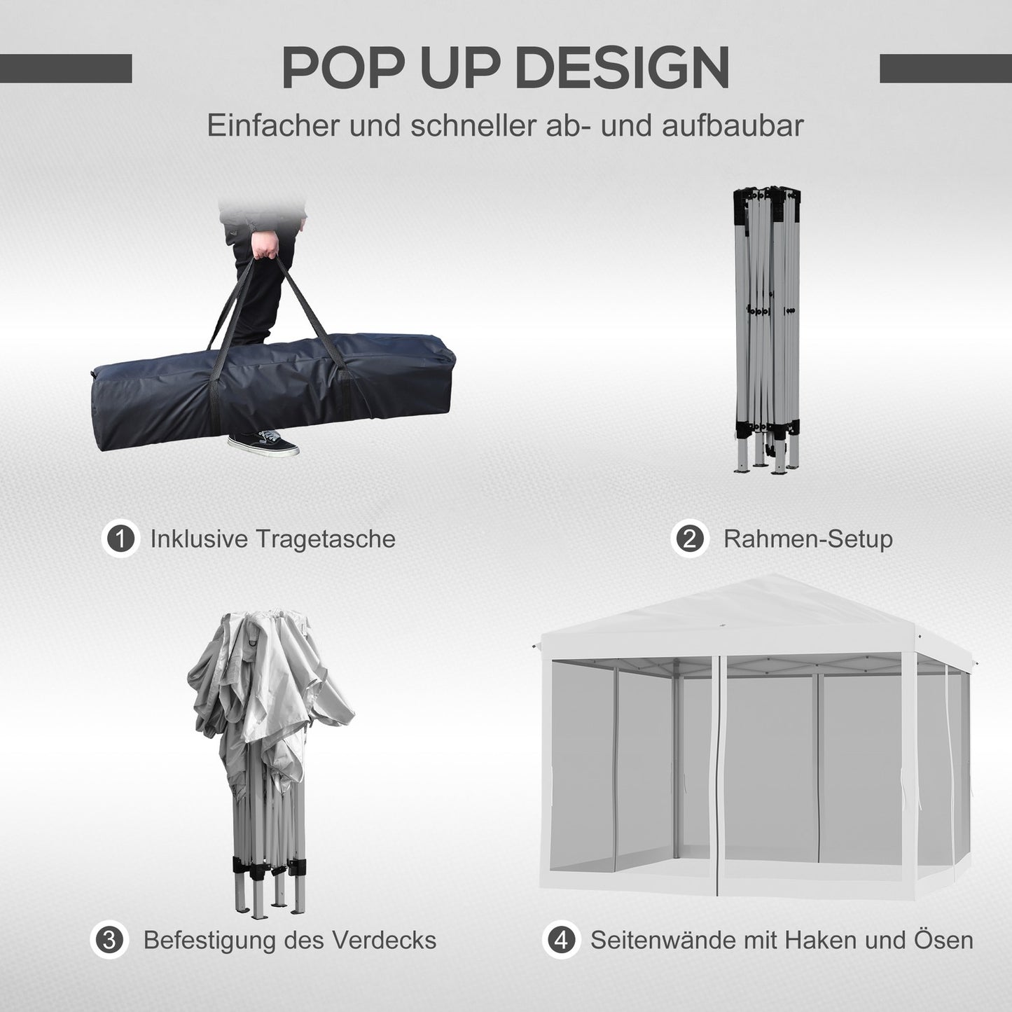 Water-repellent 3x3m Pop-Up Gazebo with UV protection