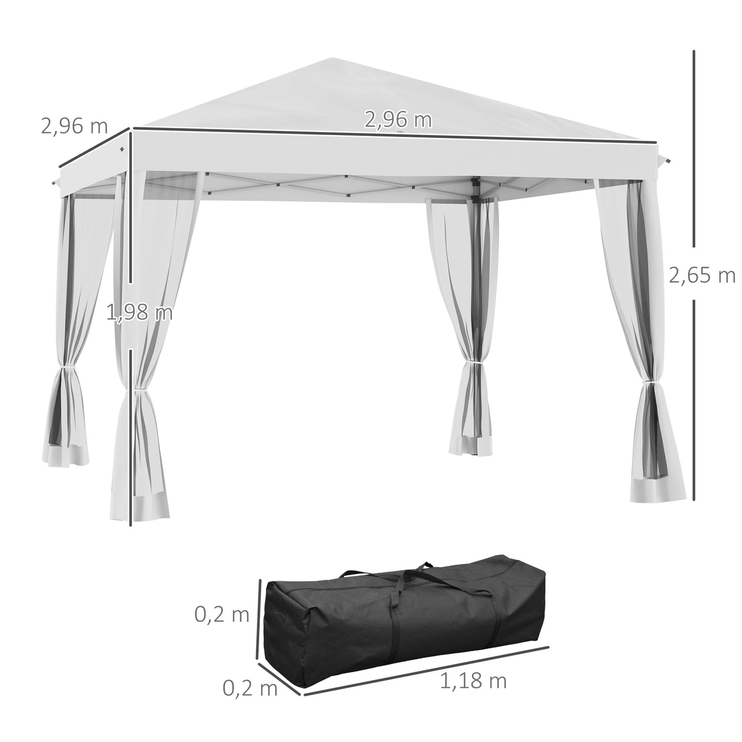 Water-repellent 3x3m Pop-Up Gazebo with UV protection