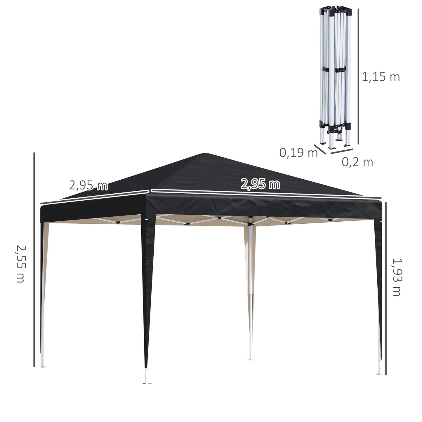 Pop-up gazebo, 3x3m, water-repellent, winter-proof, UV protection