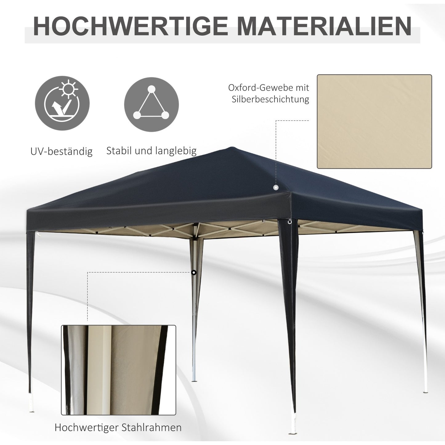 Pop-up gazebo, 3x3m, water-repellent, winter-proof, UV protection