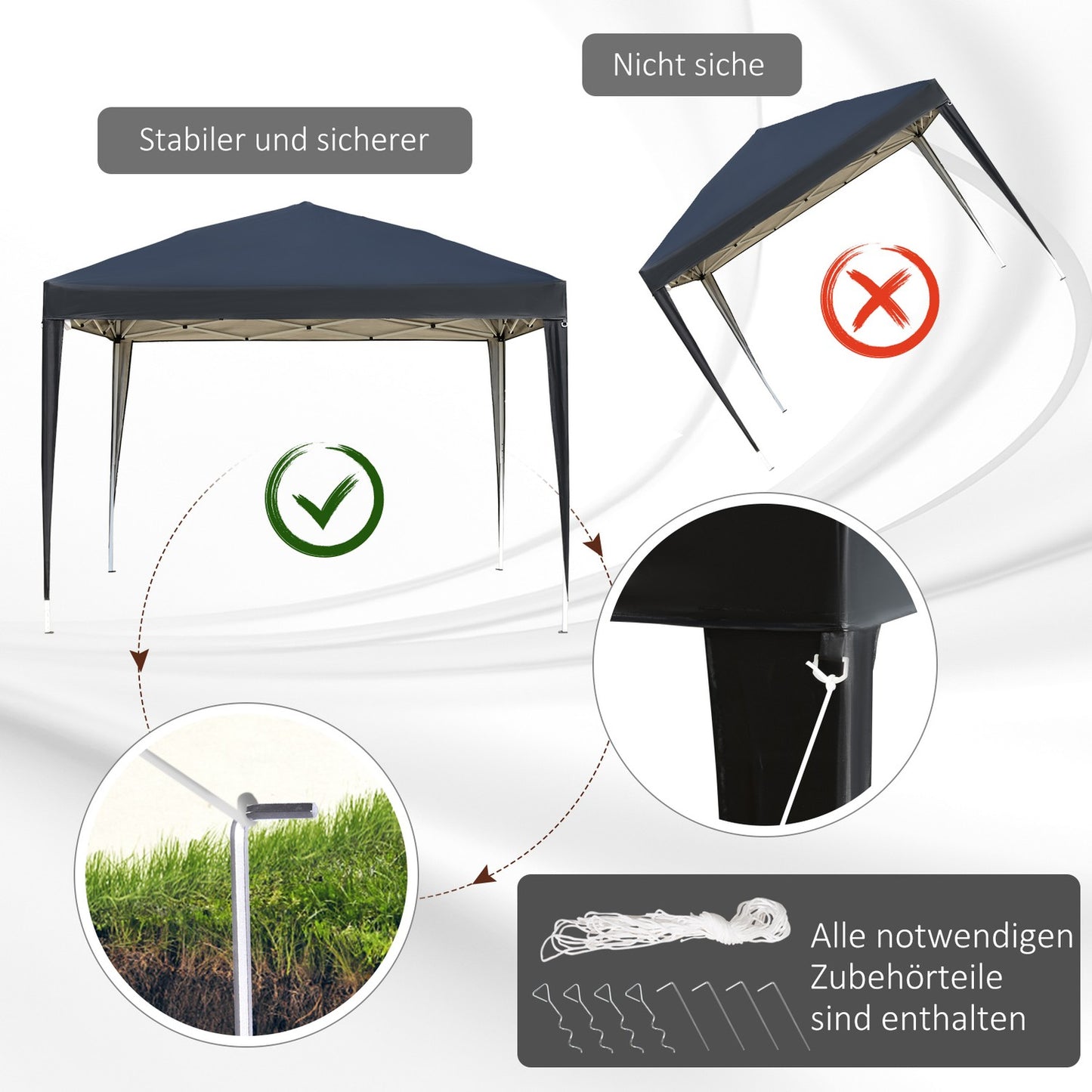 Pop-up gazebo, 3x3m, water-repellent, winter-proof, UV protection