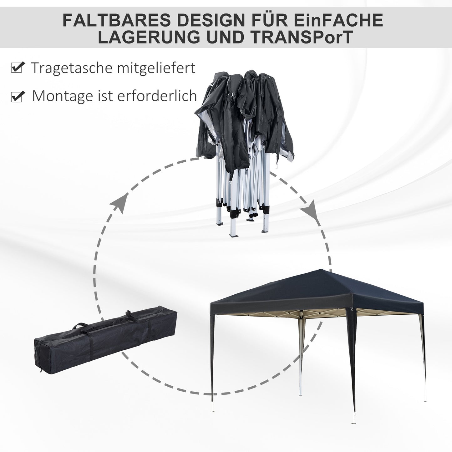 Pop-up gazebo, 3x3m, water-repellent, winter-proof, UV protection