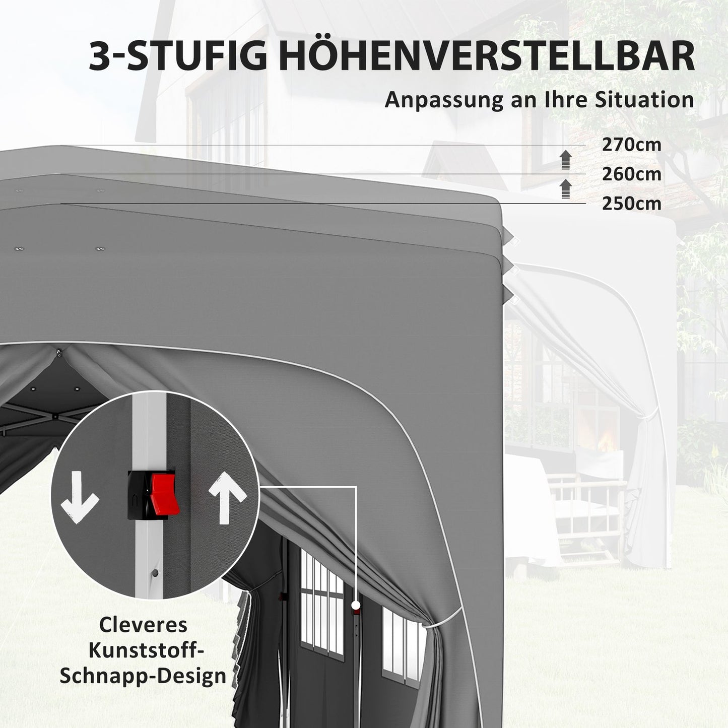 Pop-Up Gazebo 3x6m, water-repellent, UV 50+, foldable