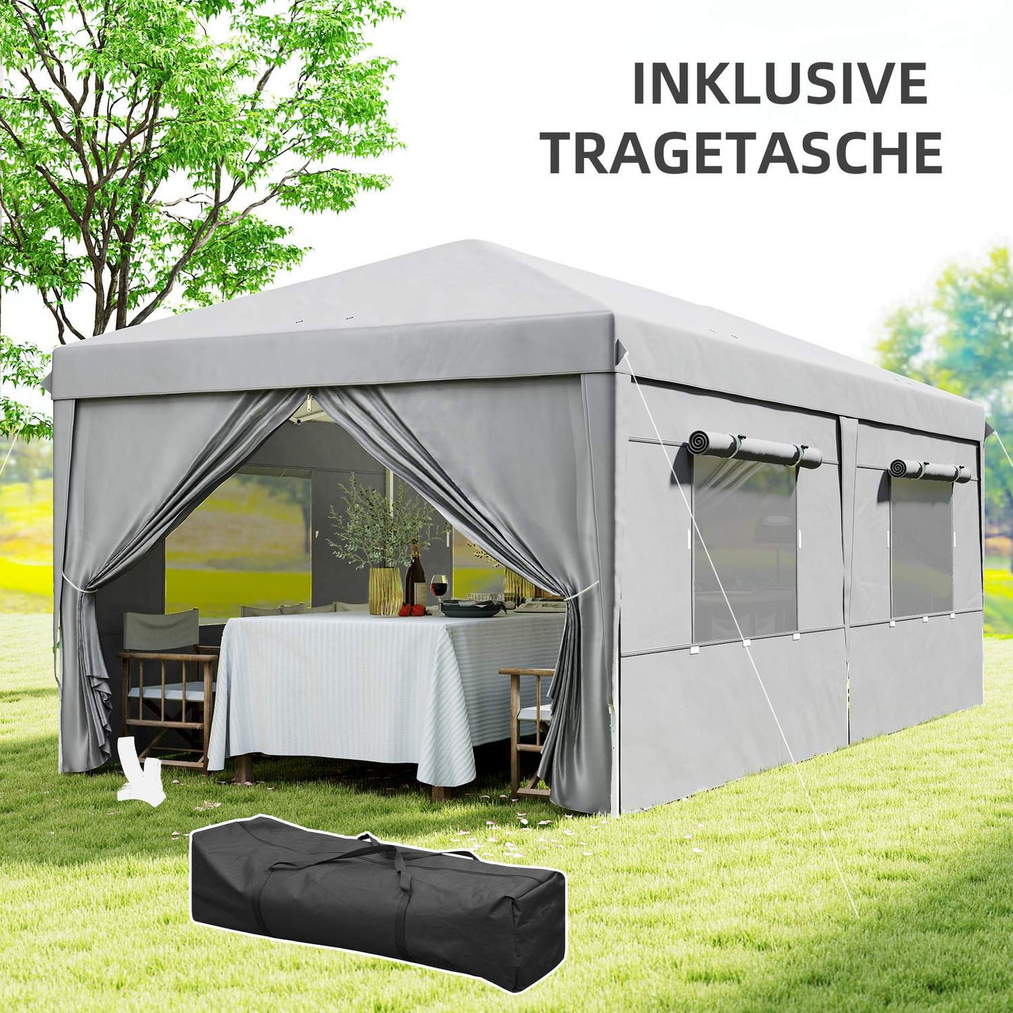 Pop-Up Gazebo 3x6m, water-repellent, UV50+ protection
